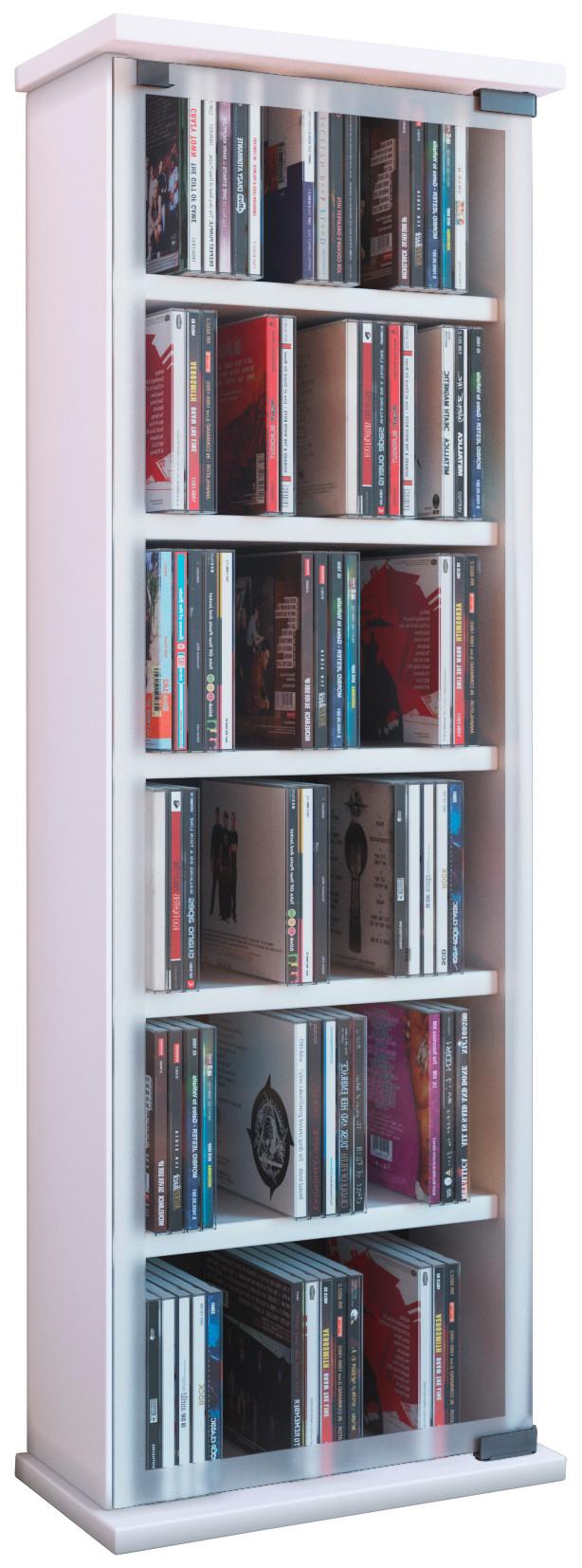 MID.YOU CD Regal mit Glastür Classic 31 cm Weiß