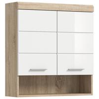 Hängeschrank Lambada Eiche Dekor/Weiß B: 74 cm - Weiß Hochglanz/Eichefarben, MODERN, Holzwerkstoff (74/79/24cm) - MID.YOU