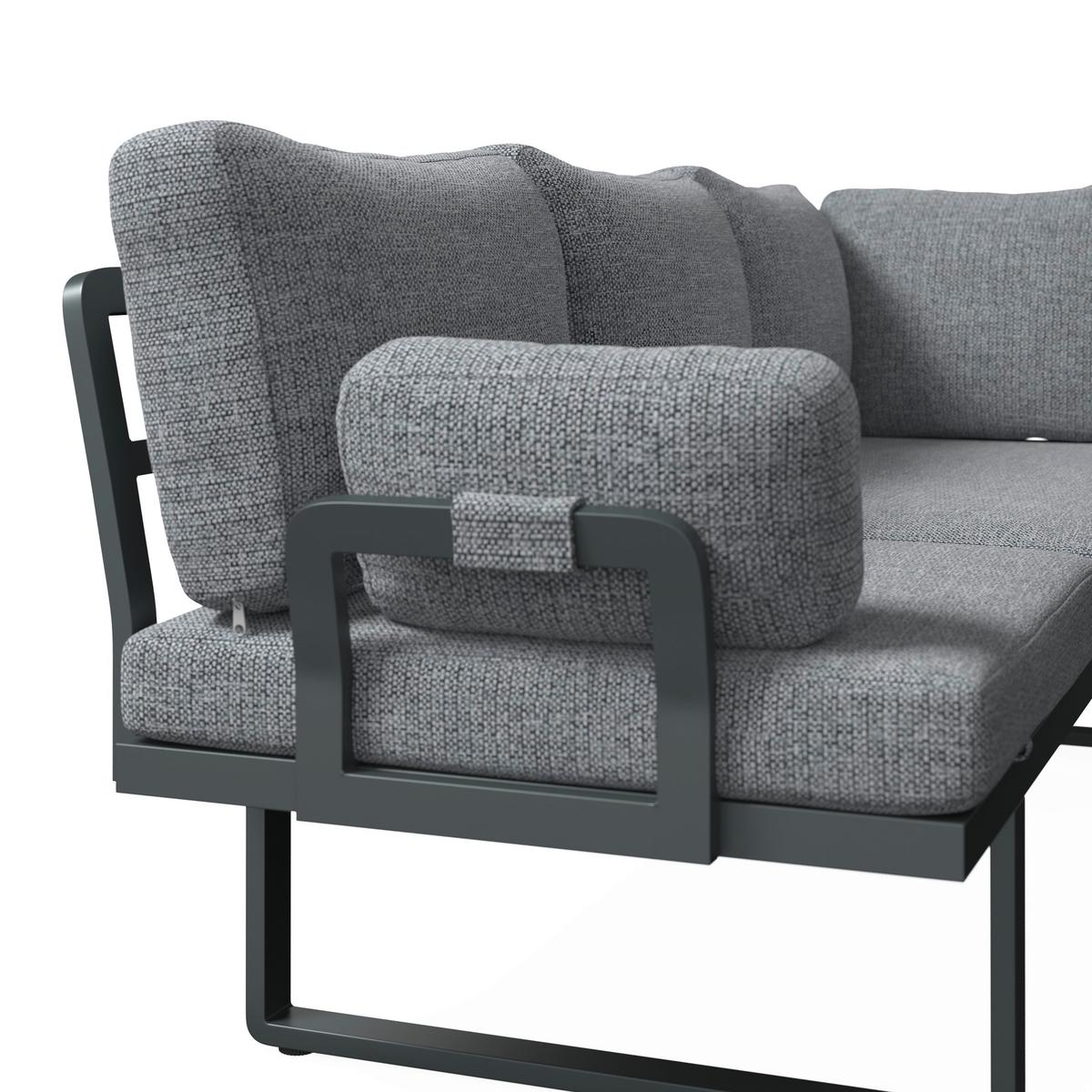 Loungegarnitur Cannes - Dunkelgrau/Anthrazit, MODERN, Kunststoff/Textil (202/236cm) - Beldano