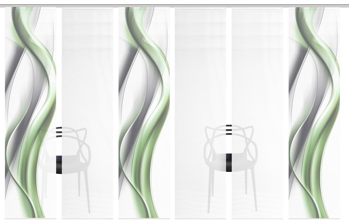 Flächenvorhang Cara 6er Set - Weiß/Grau, Design, Textil (60/260cm)