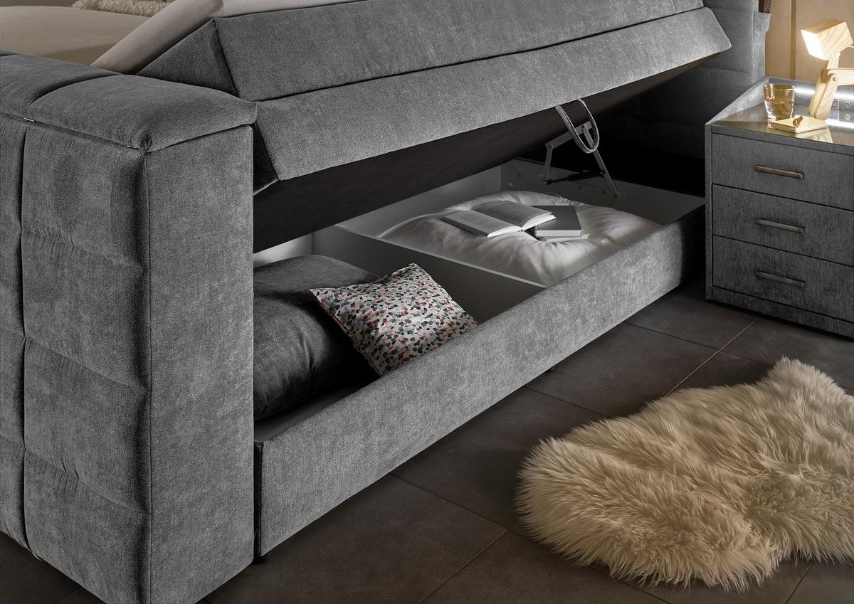 Boxspringbett Mit Bettkasten 180x200 Cm Denver - Dunkelgrau, KONVENTIONELL, Textil (180/200cm) - Carryhome