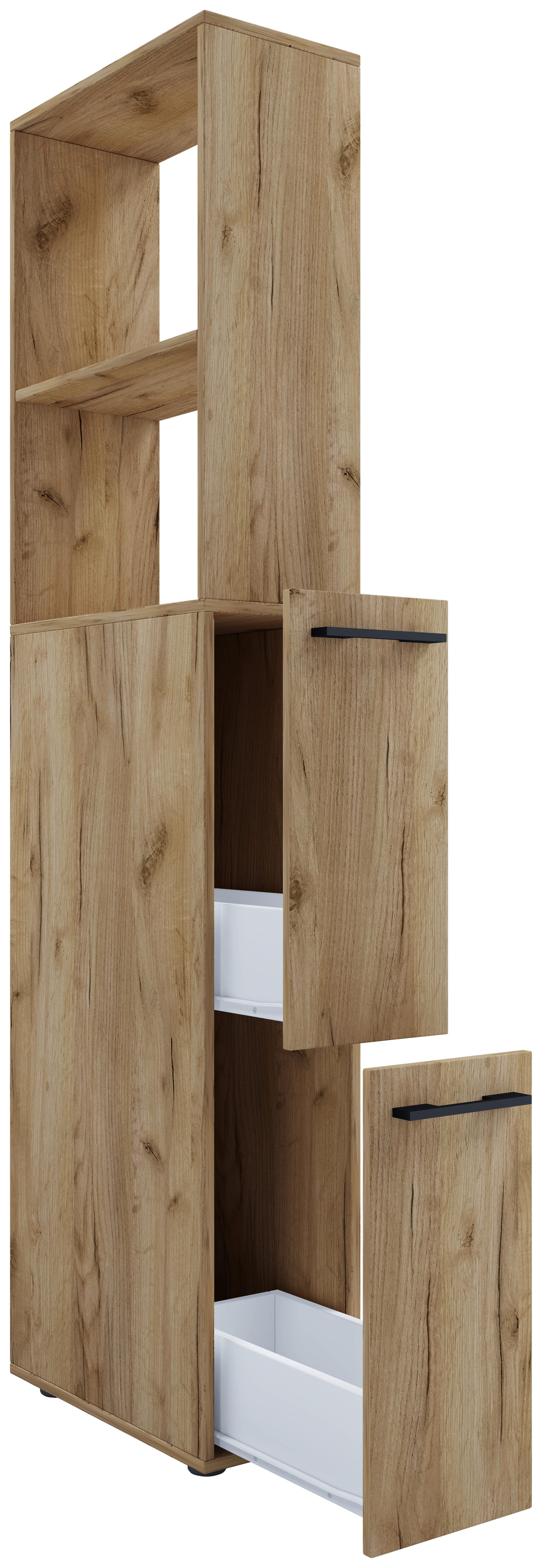 Hochschrank Bad Sadilo XL BxH 25x183 cm Honigeiche Dekor - Honigeiche/Anthrazit, MODERN, Holzwerkstoff (25/183/50cm) - MID.YOU