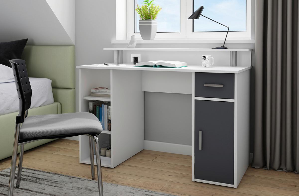 Schreibtisch B 55cm H 88 cm Diego Weiß/Anthrazit - Anthrazit/Weiß, LIFESTYLE, Holzwerkstoff (120/55/88cm) - MID.YOU