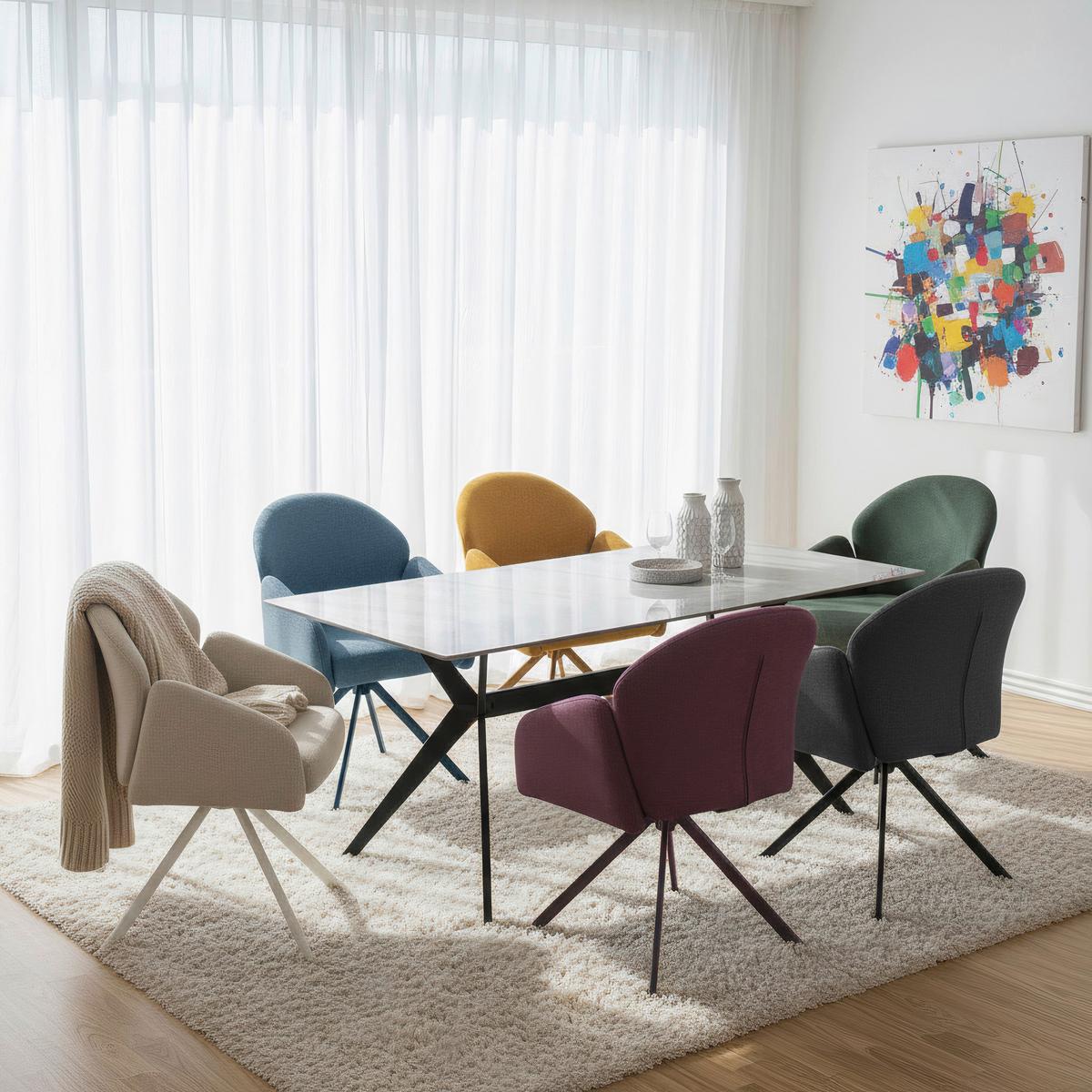 Armlehnstuhl Holly drehbar Webstoff Anthrazit, B: 56,5 cm - Anthrazit, MODERN, Textil/Metall (56,5/61/84cm)