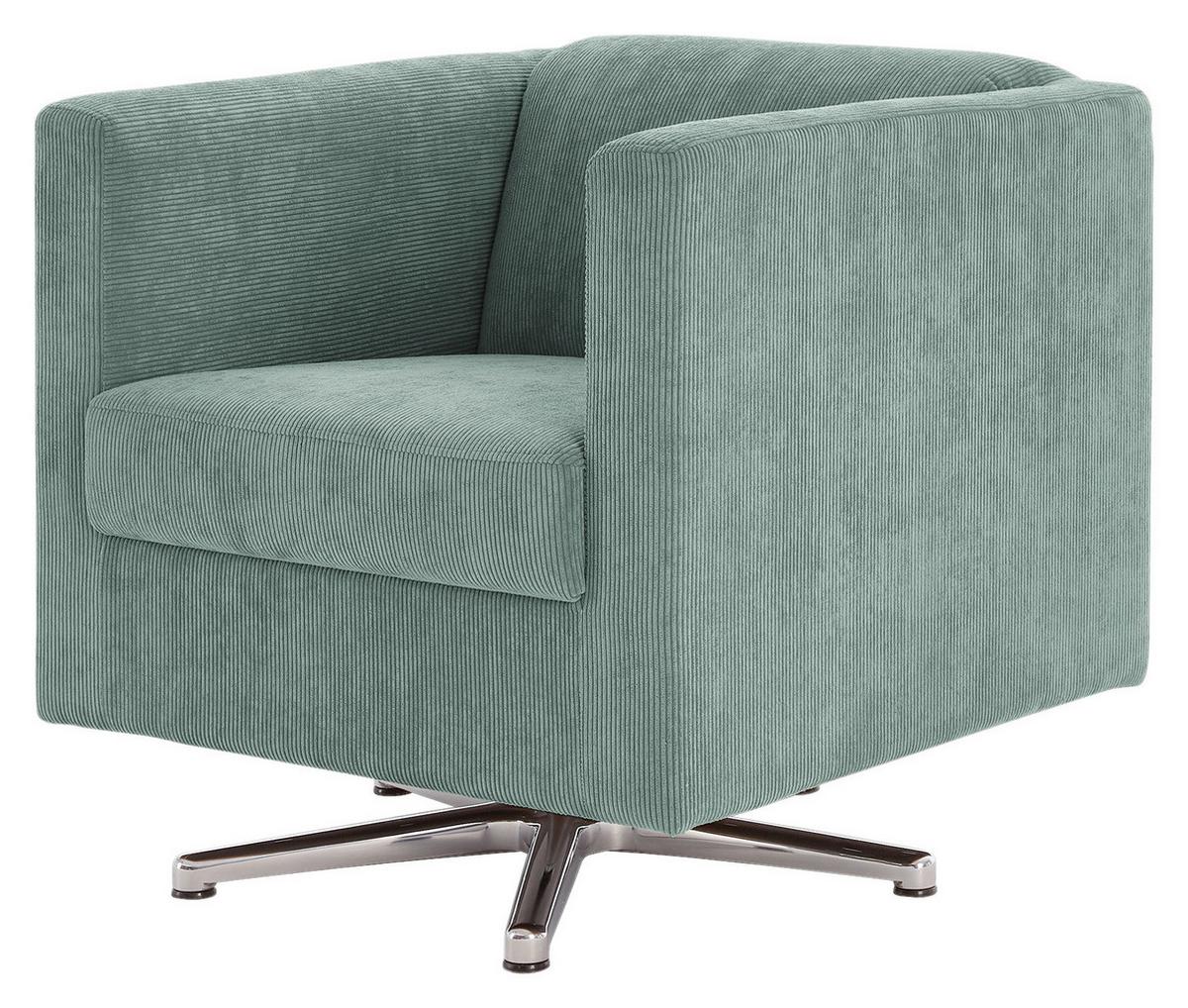 Designsessel Looks I - Türkis/Chromfarben, Design, Textil (72/71/75cm) - LOOKS by W.Joop