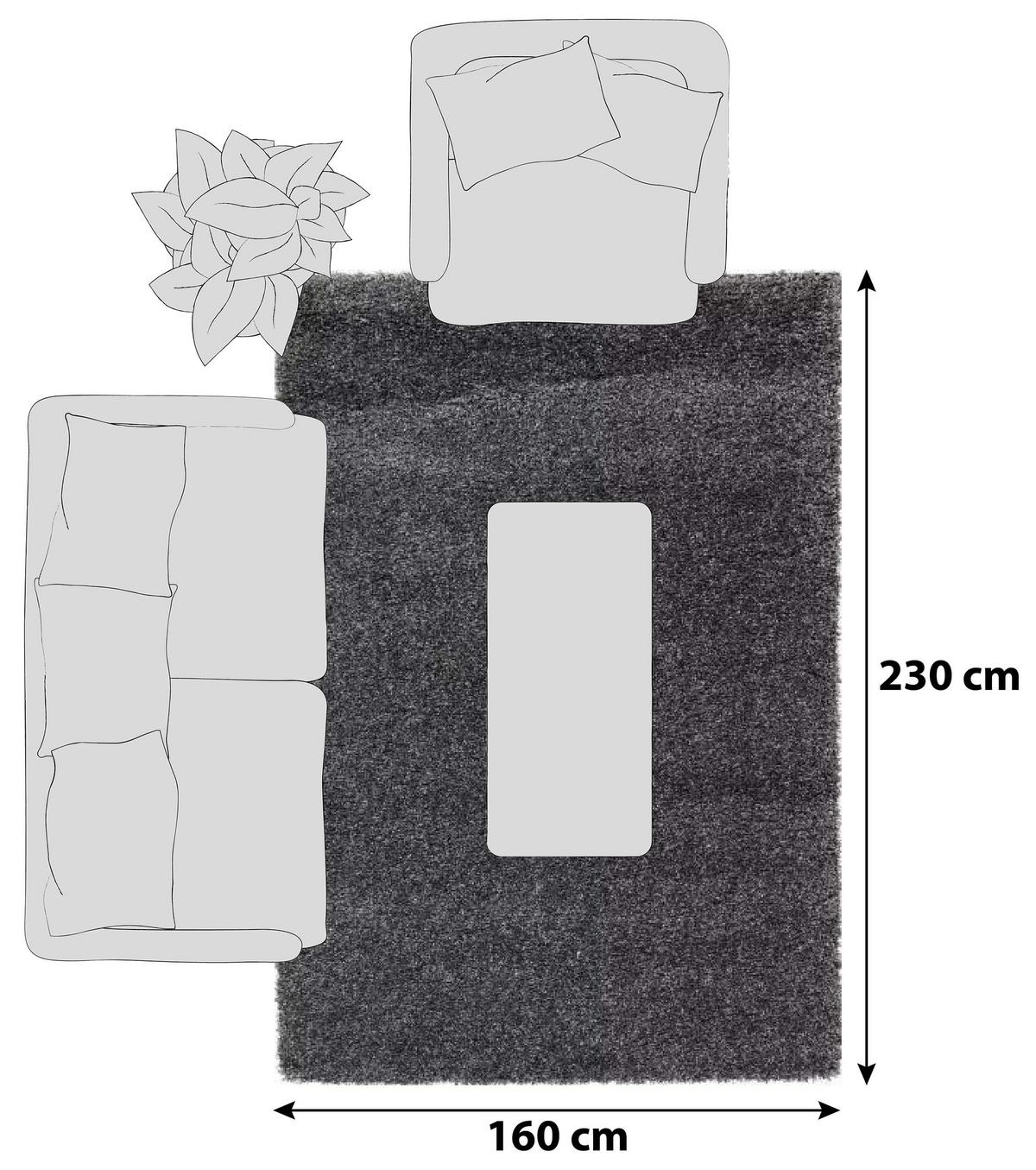 Hochflorteppich Fashion Shaggy Dunkelgrau 160x230 Cm - Dunkelgrau, Basics, Textil (160/230cm) - Novel