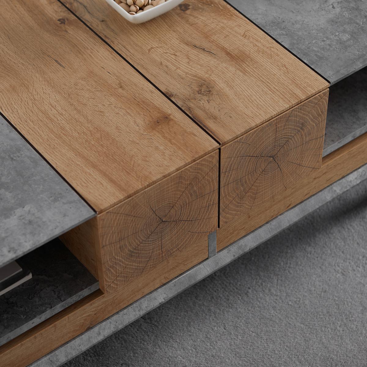 Konferenční stolek CASPER - šedá/barvy dubu, Moderní, dřevo (120/60/42cm) - Modern Living