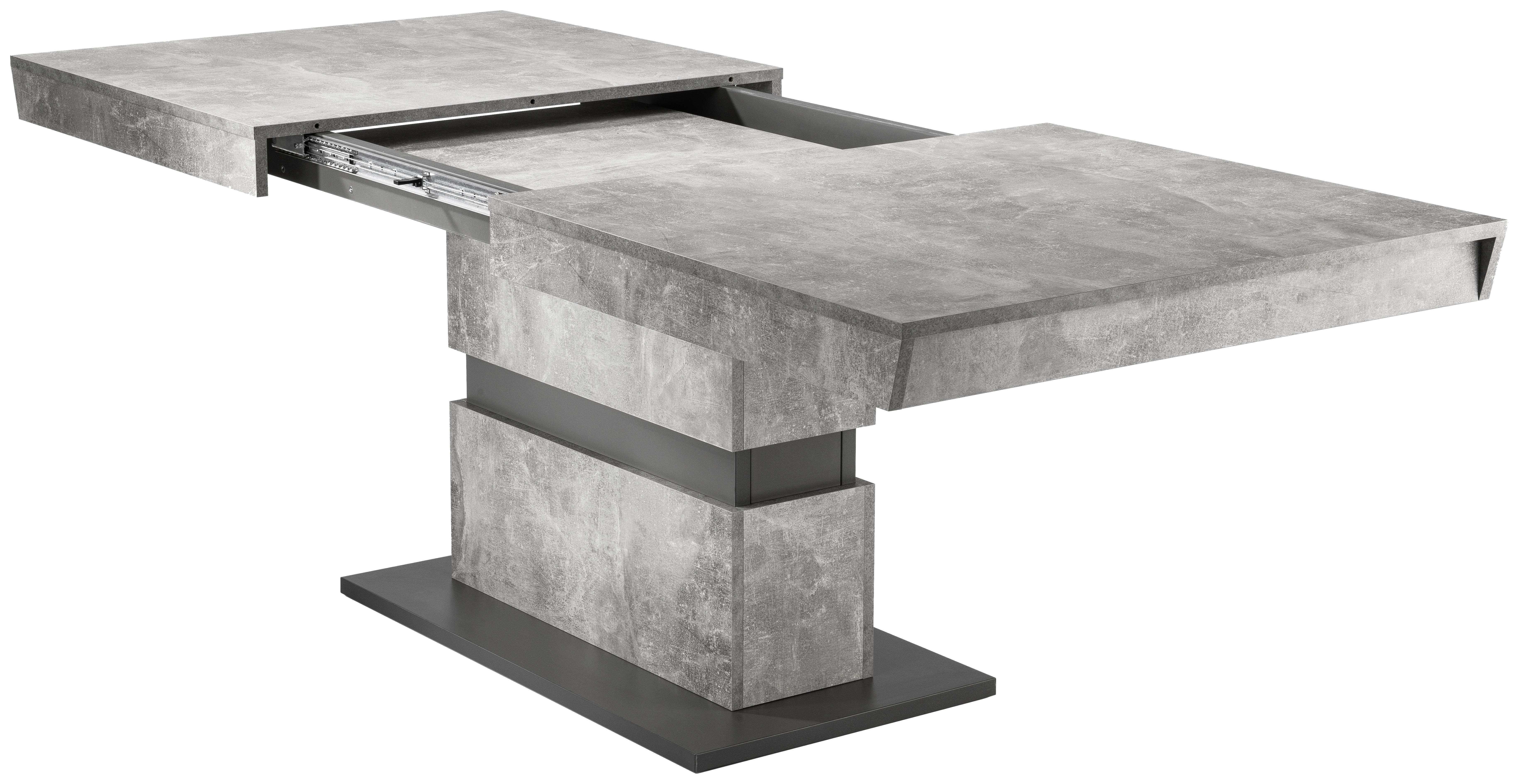 Holzdekor • Dunkelgrau/Grau • max. belastbar ca. 100 kg • B/H/L: ca. 140-195/75/90 cm • ausziehbar