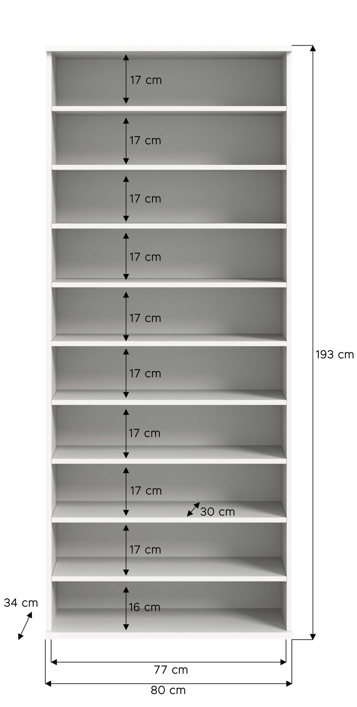 Schuhregal Projekt X Weiß B: 80 Cm - Weiß Hochglanz/Schwarz, Design, Holzwerkstoff (80/193/34cm) - Livetastic