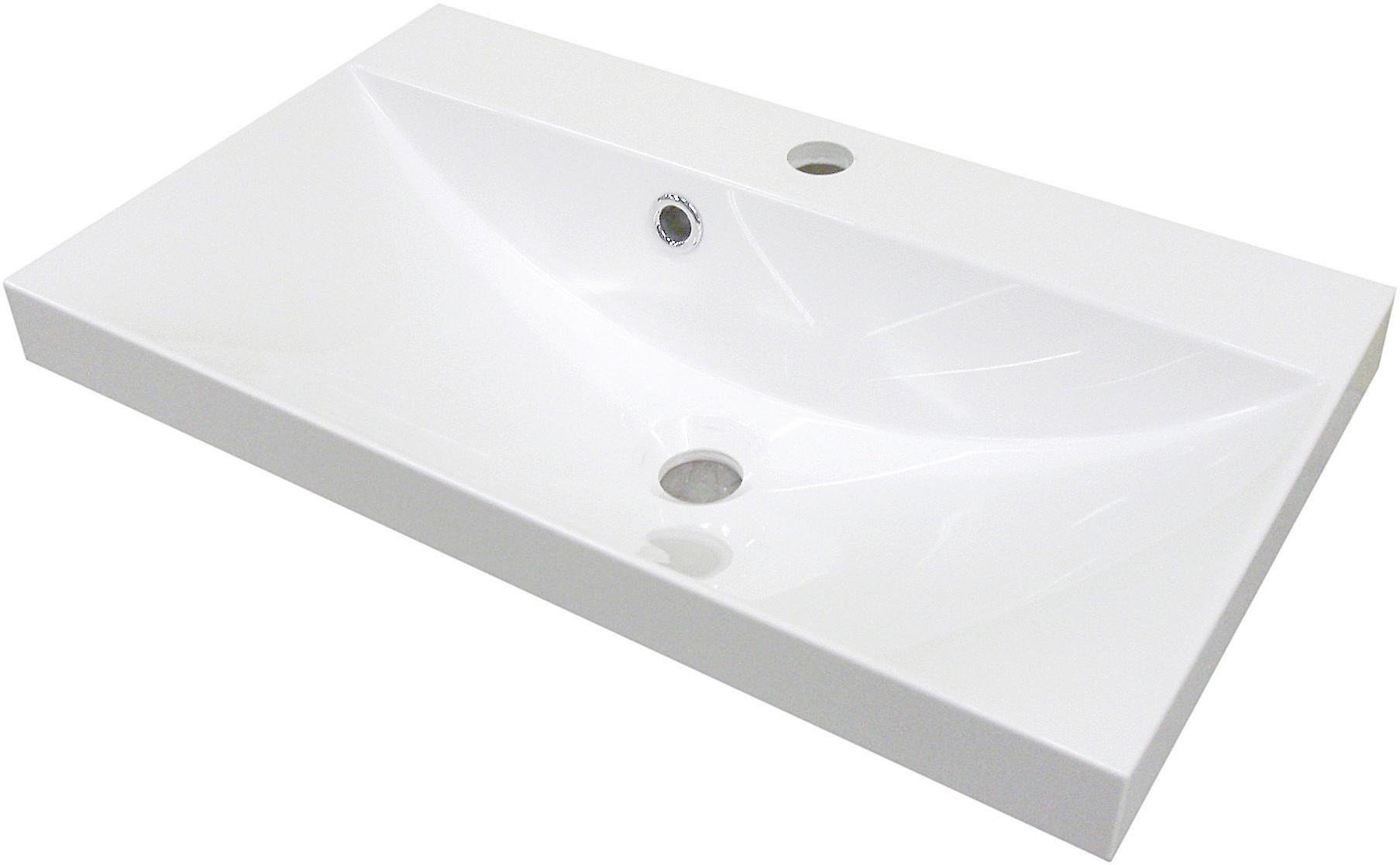Waschbecken Guss Lima Keramik 60x35 cm Weiß - Weiß, MODERN, Keramik (60/14/35cm) - MID.YOU