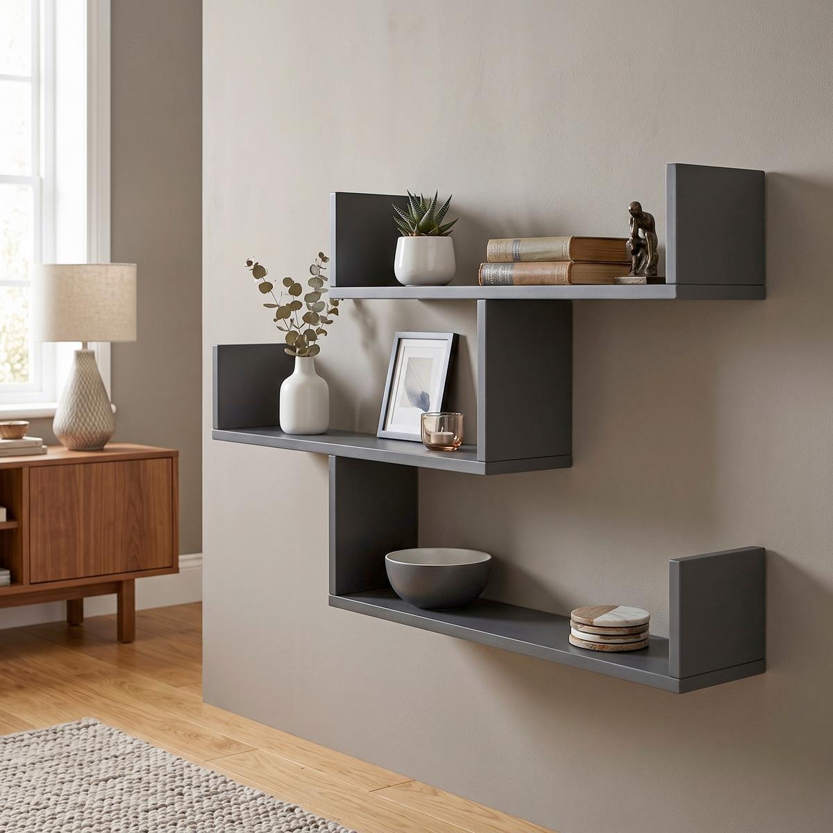 WANDREGAL TIBET WANDREGAL - Anthrazit, Design, Holzwerkstoff (120/67/22cm) - Livetastic