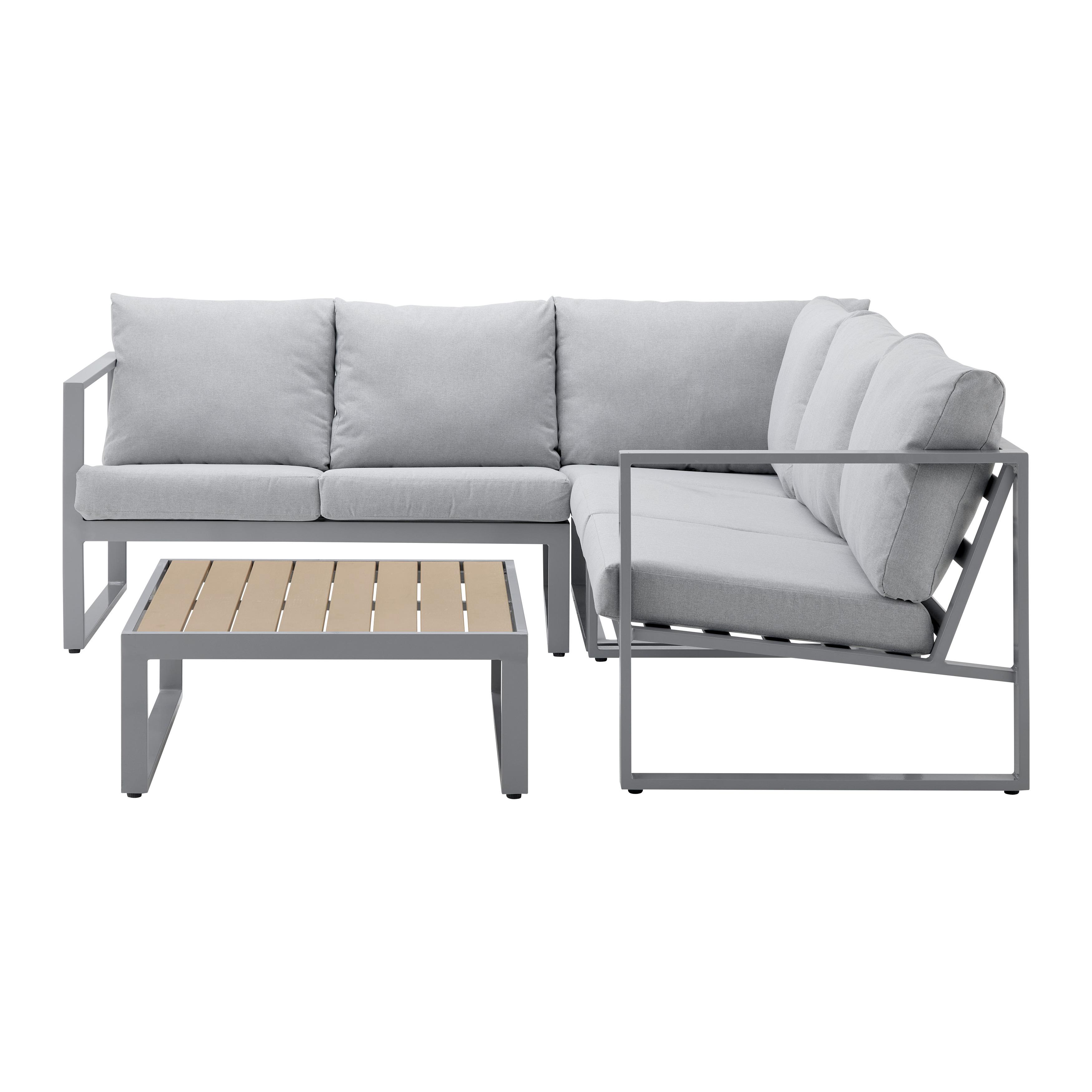 Zahradní Sedací Souprava Florencia - světle šedá/přírodní barvy, Moderní, kov/textil - Bessagi Garden