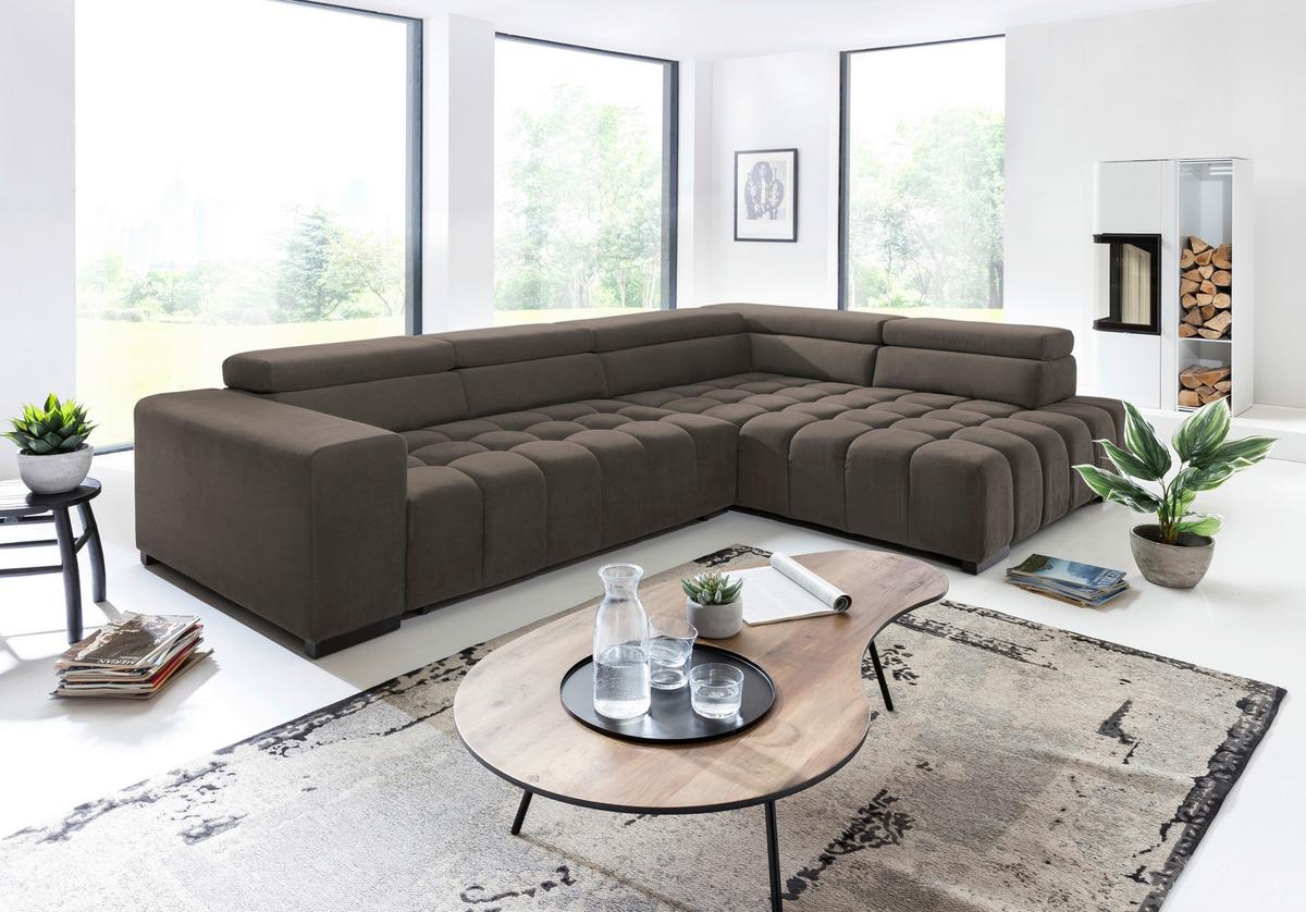 Eckschlafsofa Elias Neu Braun S: 307 Cm - Schwarz/Braun, Design, Textil (307/201cm) - Livetastic