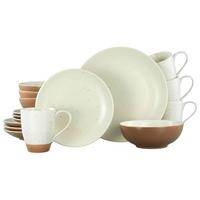 Kombiservice Dunes Keramik 4 Personen Geschirr Set - Terracotta/Weiß, Trend, Keramik (34/32/33cm) - Creatable