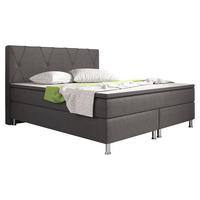 Boxspringbett Mit Topper 180x200 Cm Boston F - Anthrazit/Silberfarben, KONVENTIONELL, Textil (180/200cm) - MID.YOU