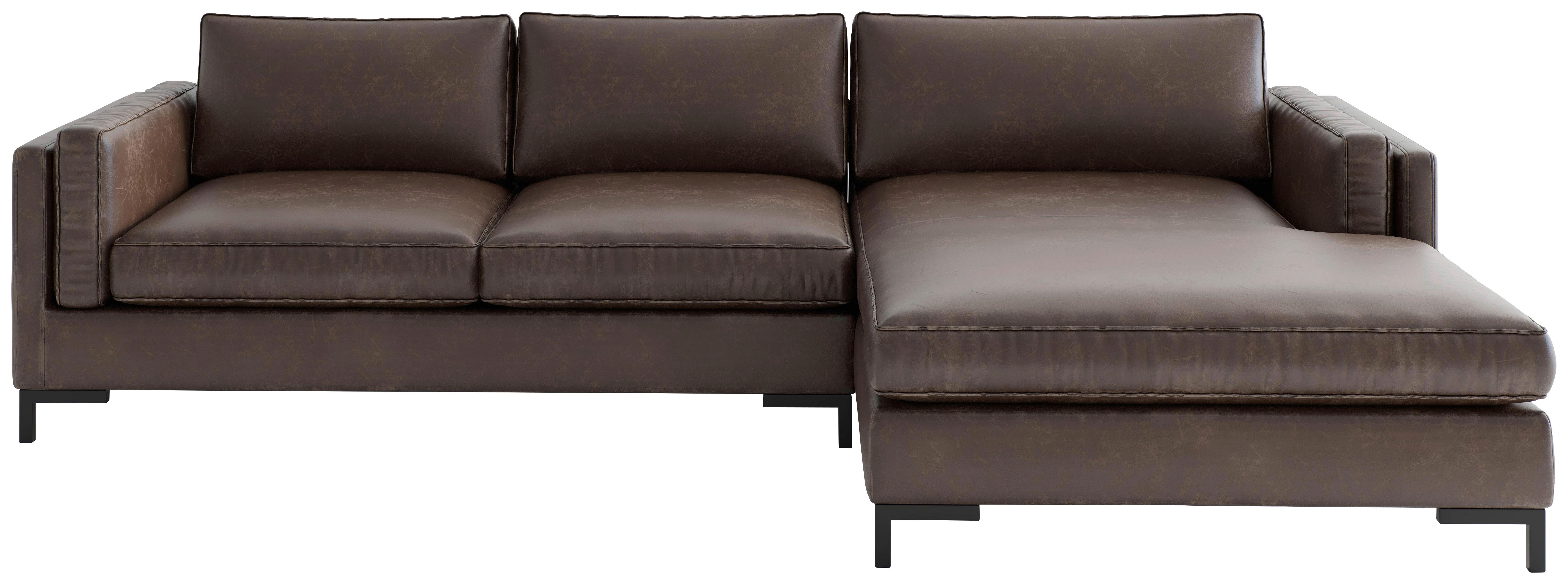 Ecksofa Packo Kastanienbraun S: 265x160 Cm - Kastanienfarben/Schwarz, Design, Textil (265/160cm) - Livetastic