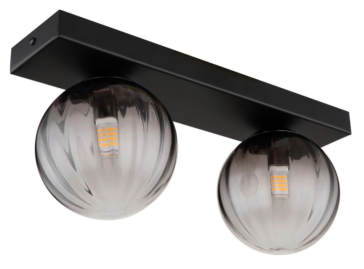 Wandleuchte 15216-2 - Klar/Schwarz, Design, Glas/Metall (35/12/15cm) - Globo