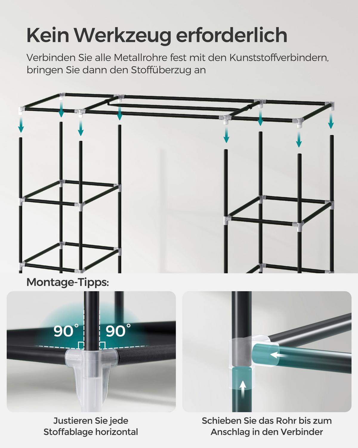 Stoffschrank Schwarz B: 150 cm - Schwarz, Basics, Kunststoff/Textil (150/175/45cm)