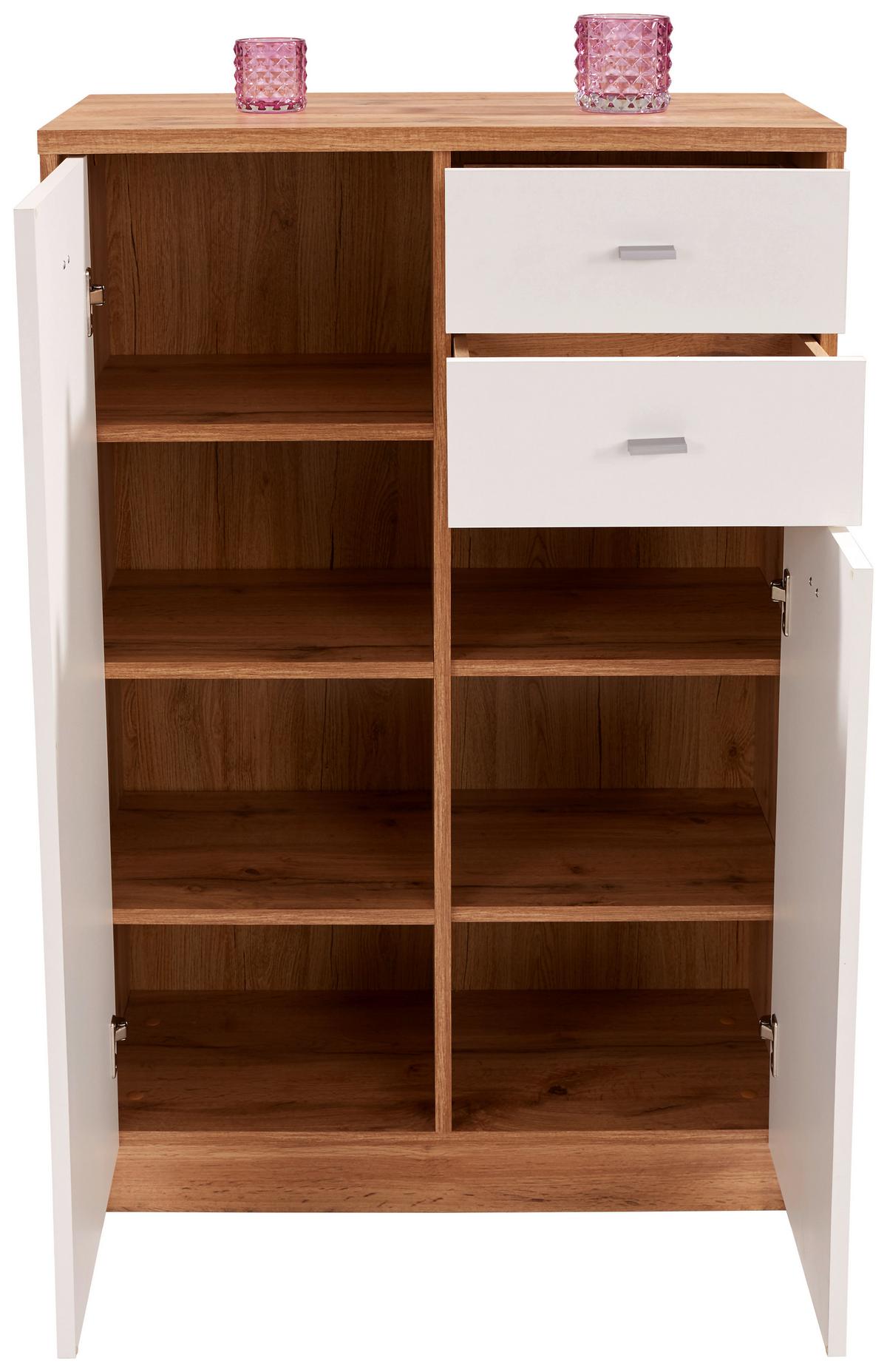 Kommode B 74cm 4-You New, Wotan Eiche Dekor/Weiß - Eichefarben/Schwarz, MODERN, Holzwerkstoff (74/111,4/35cm)