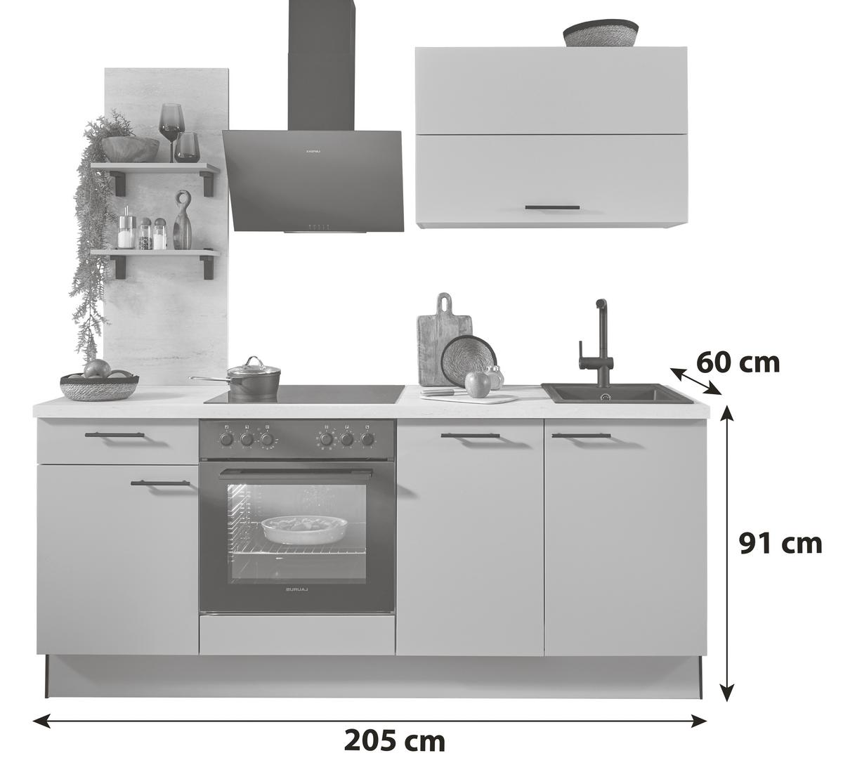KÜCHENBLOCK PN105 / PN80 - Kaschmir/Currygelb, Basics, Holzwerkstoff (205cm) - Pino