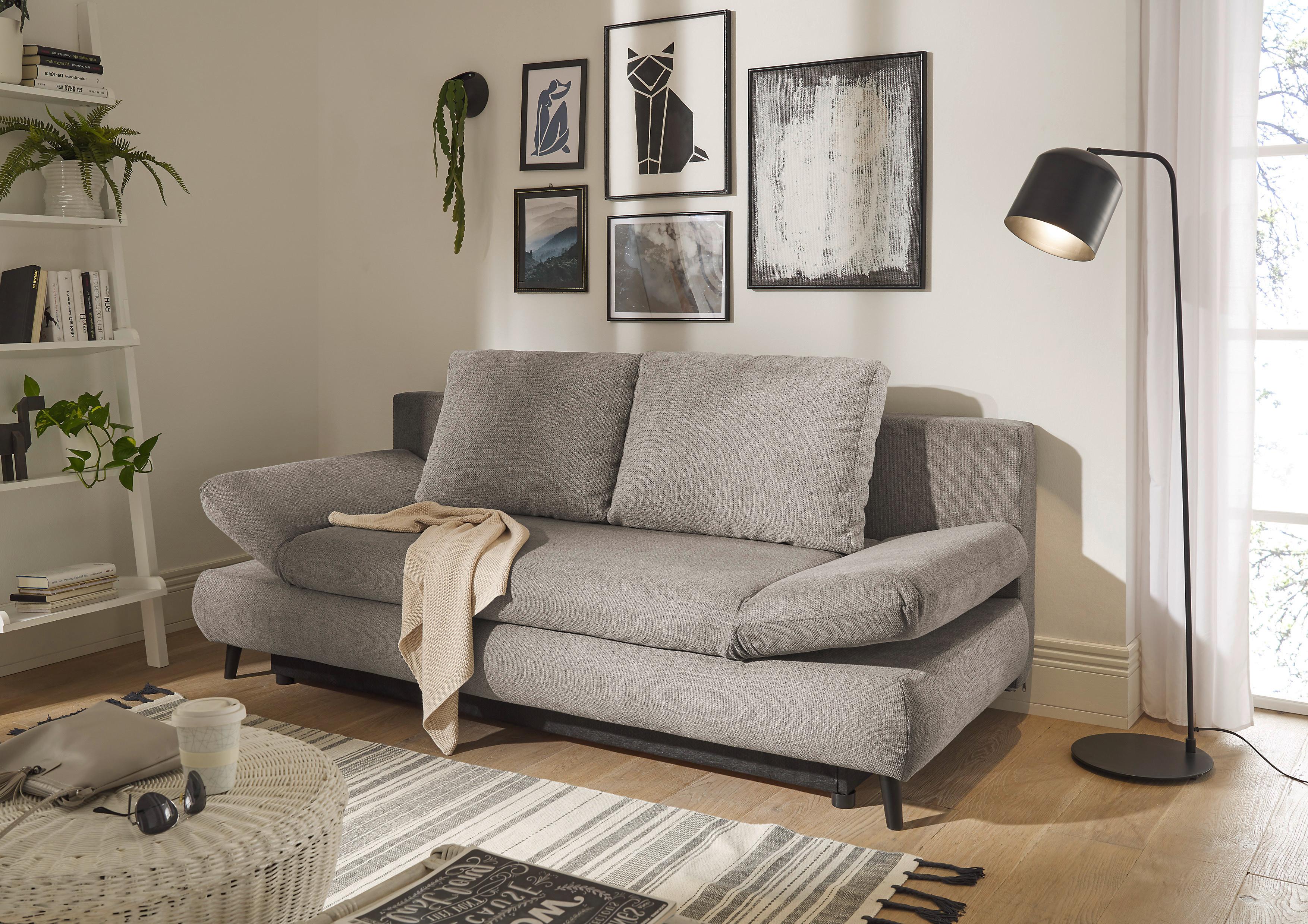 Schlafsofa Sunny 3Dl Taupe B: 212 cm - Taupe/Schwarz, KONVENTIONELL, Holzwerkstoff/Textil (212/88/101cm) - MID.YOU