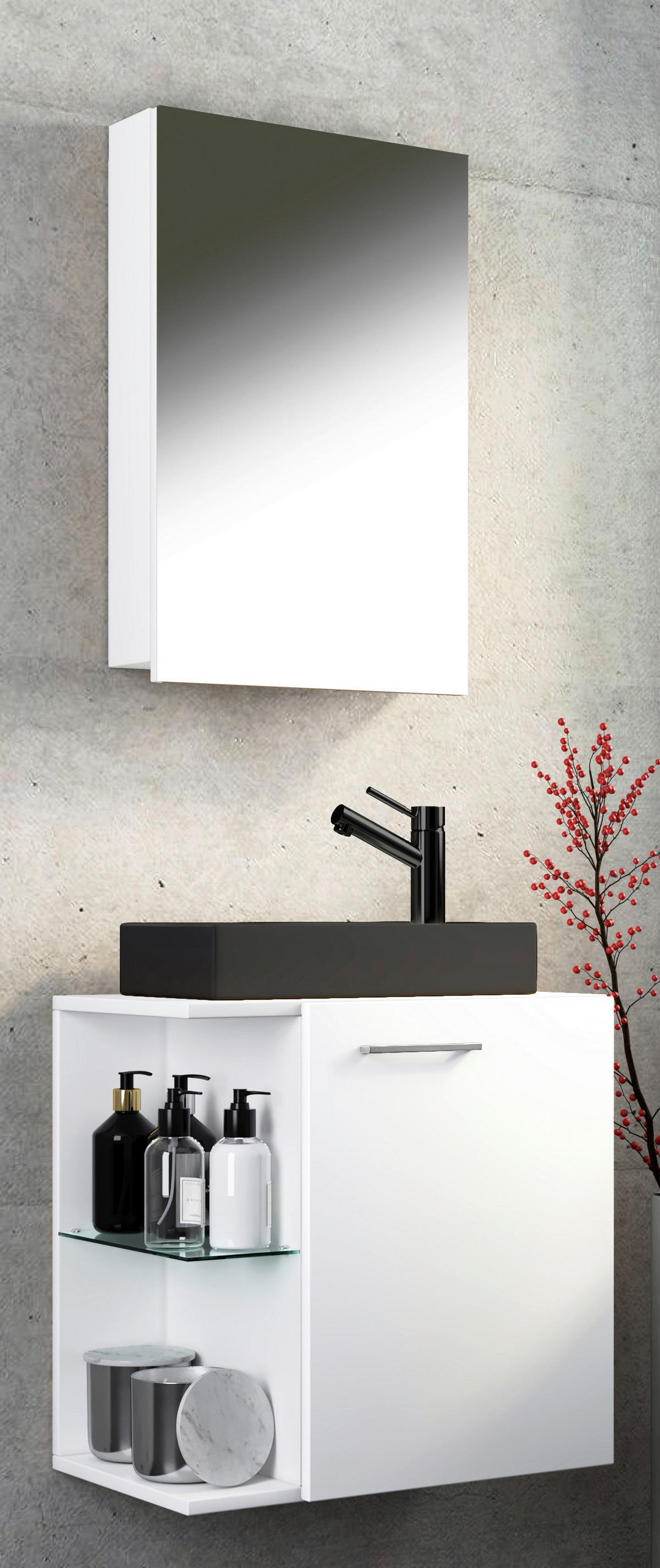 Gästebad Hausa Bl - Schwarz/Weiß, MODERN, Glas/Keramik (52cm) - MID.YOU