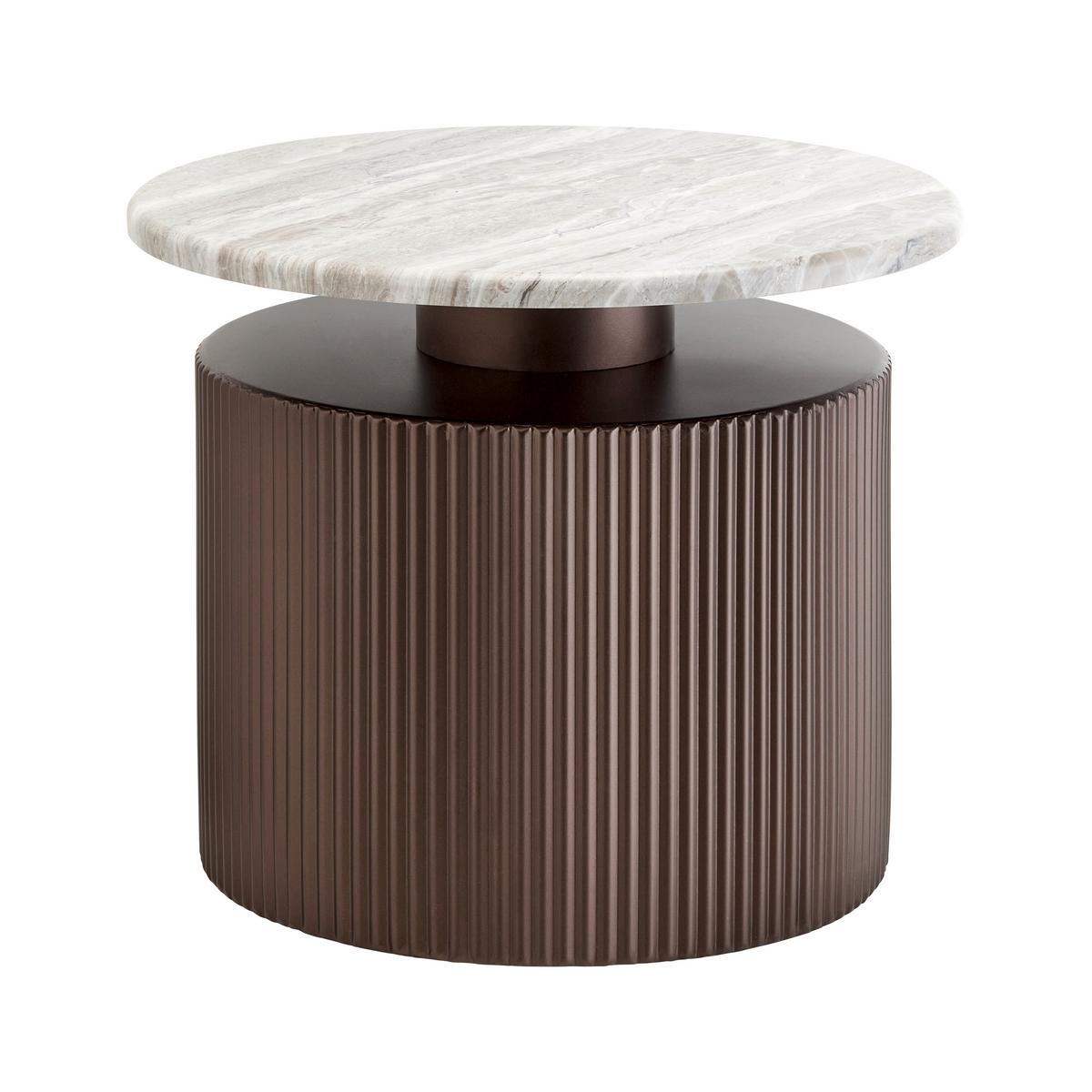 KONFERENČNÝ STOLÍK SOLCO -TREND- - bronzová/prírodná farba, Lifestyle, kov/kompozitné drevo (46/41cm) - Premium Living