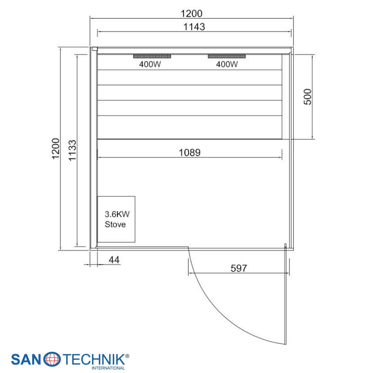Sauna+Infrarotkabine CLACIER M geeignet für 2 Personen - Fichtefarben, Basics, Glas/Holz (120/120/200cm) - Sanotechnik