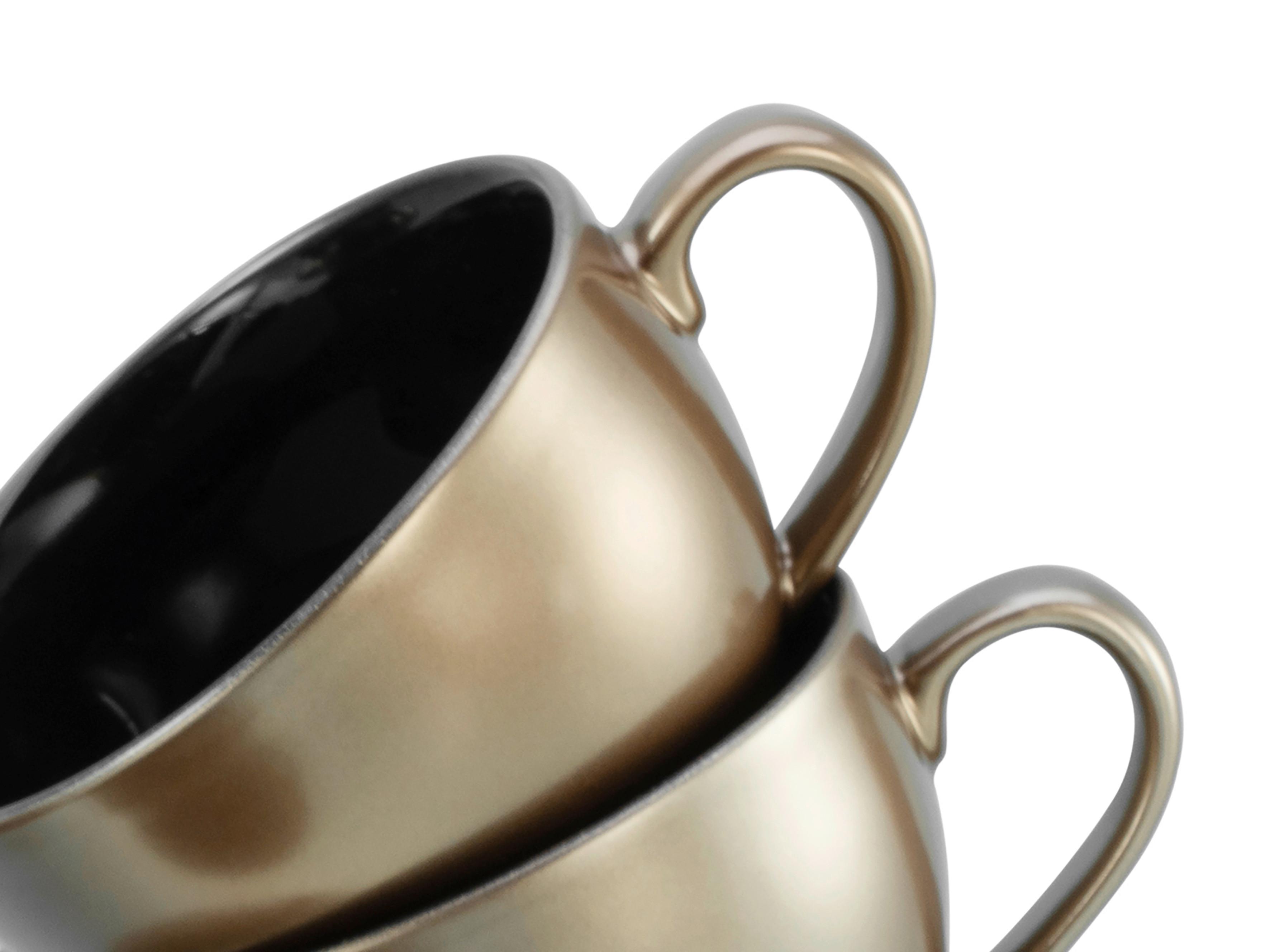 Cappuccinotasse mit Untertass Golden Days Schwarz/Goldfarben - Goldfarben/Schwarz, Basics, Keramik - Creatable
