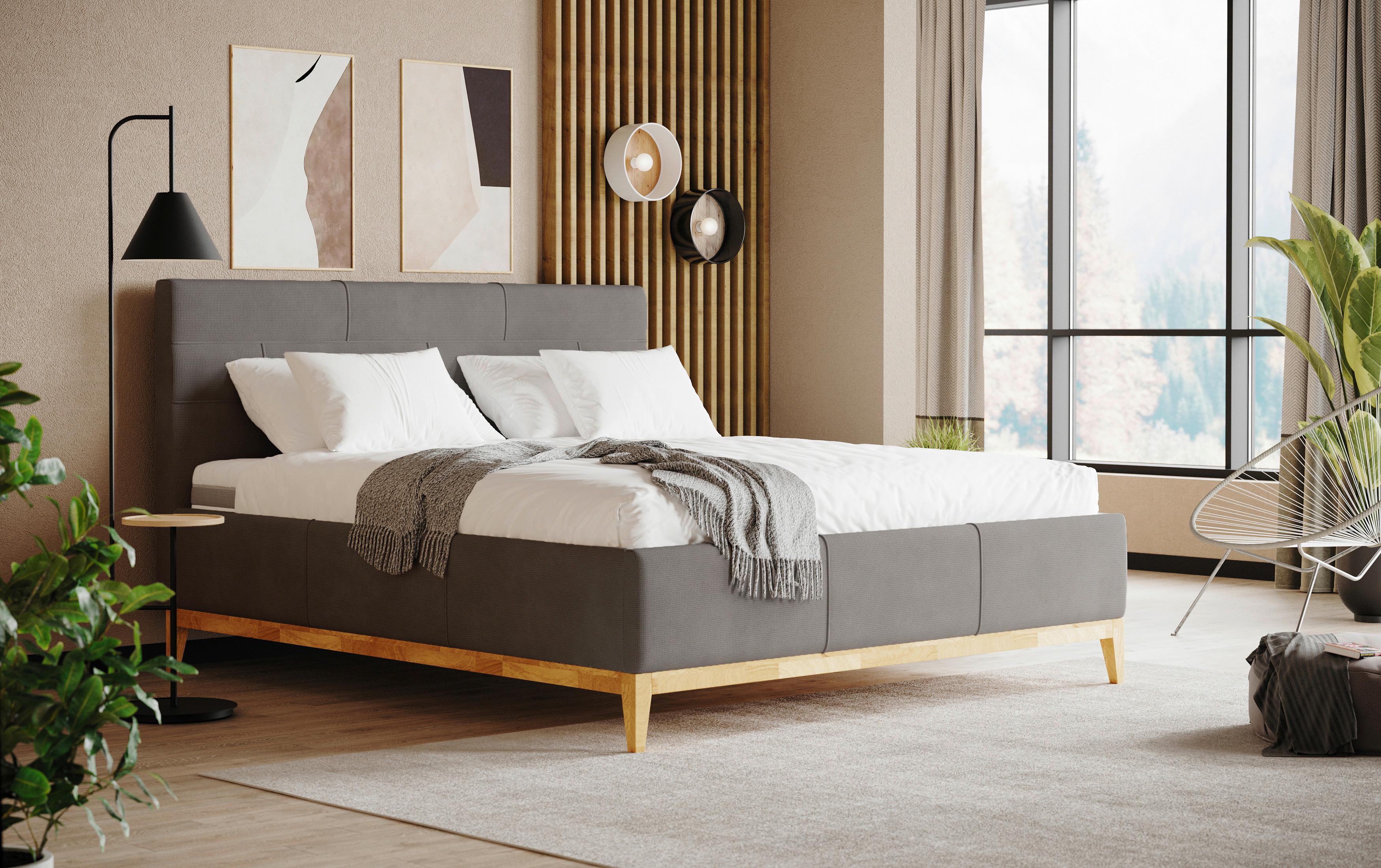 Kárpitozott Ágy Jupiter H3/h3, 160/200cm - bükkszínű/antracit, Modern, faalapú anyag/textil (160/200cm) - MID.YOU