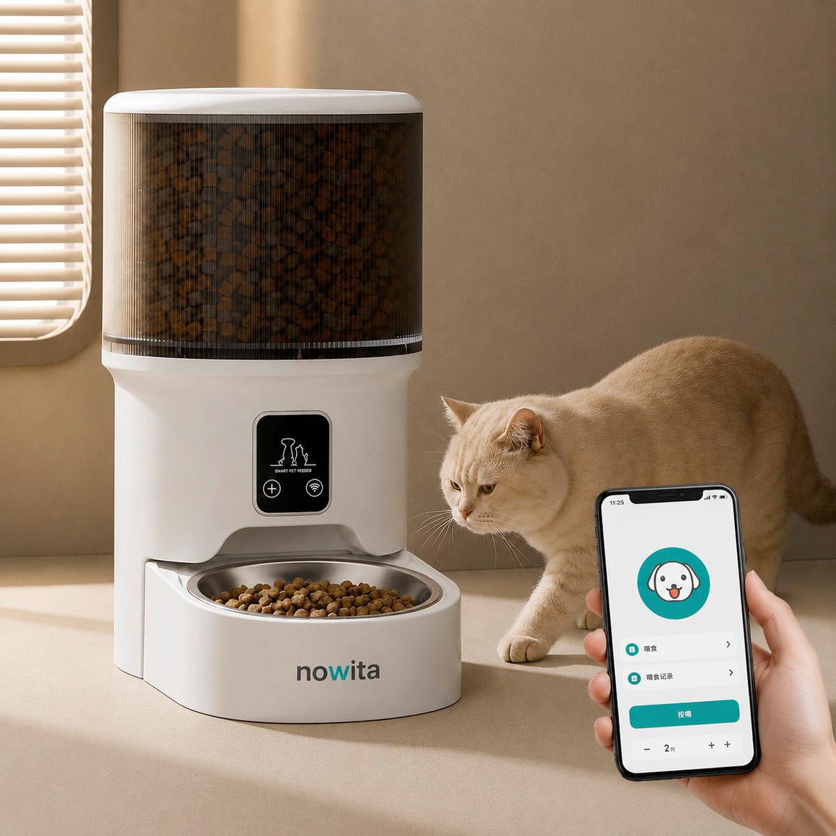Automatischer Futterspender mit WI-FI,  4 Liter - Weiß, Basics, Kunststoff (18/30/25cm)