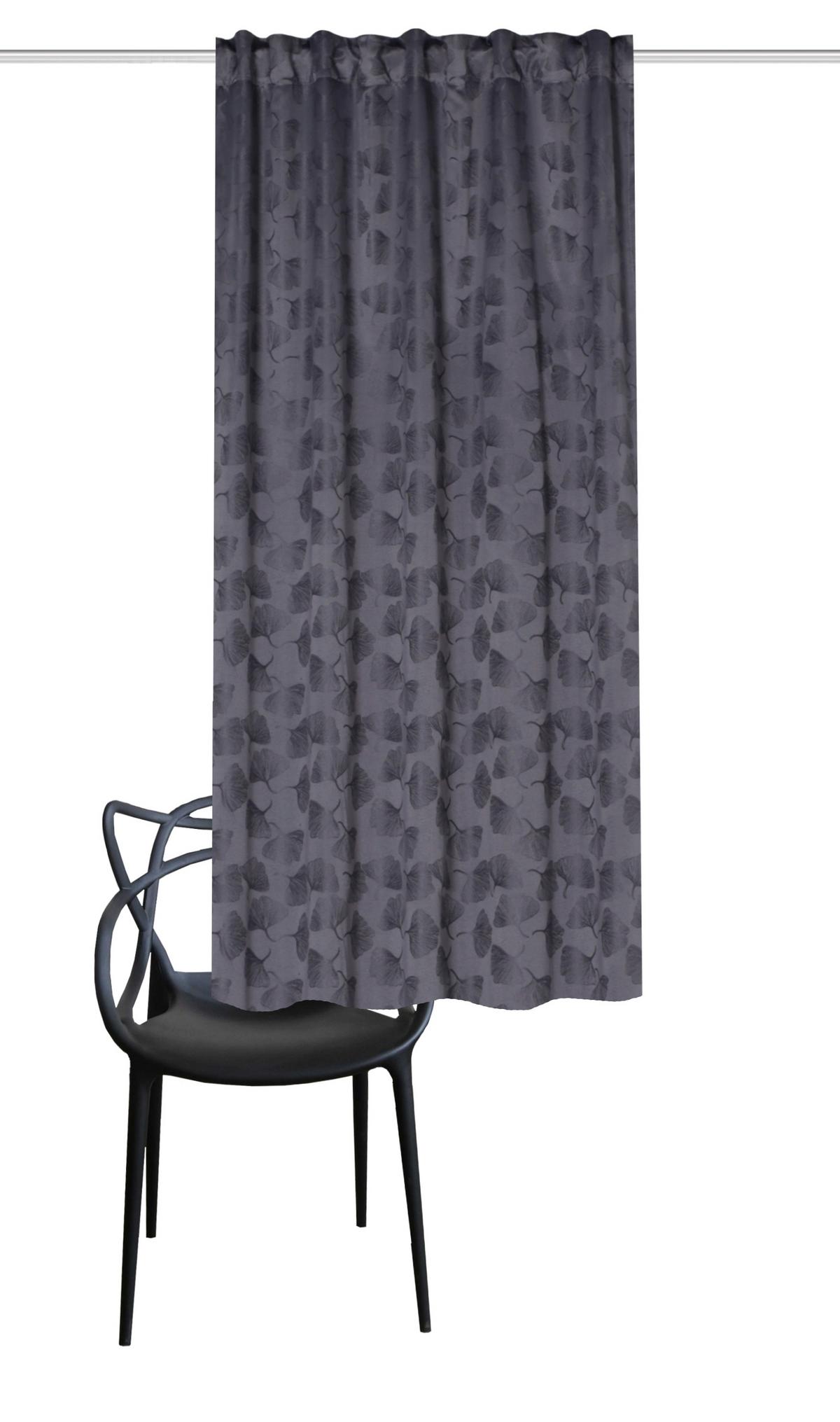 Fertigvorhang Gingko - Anthrazit, Trend, Textil (135/175cm)