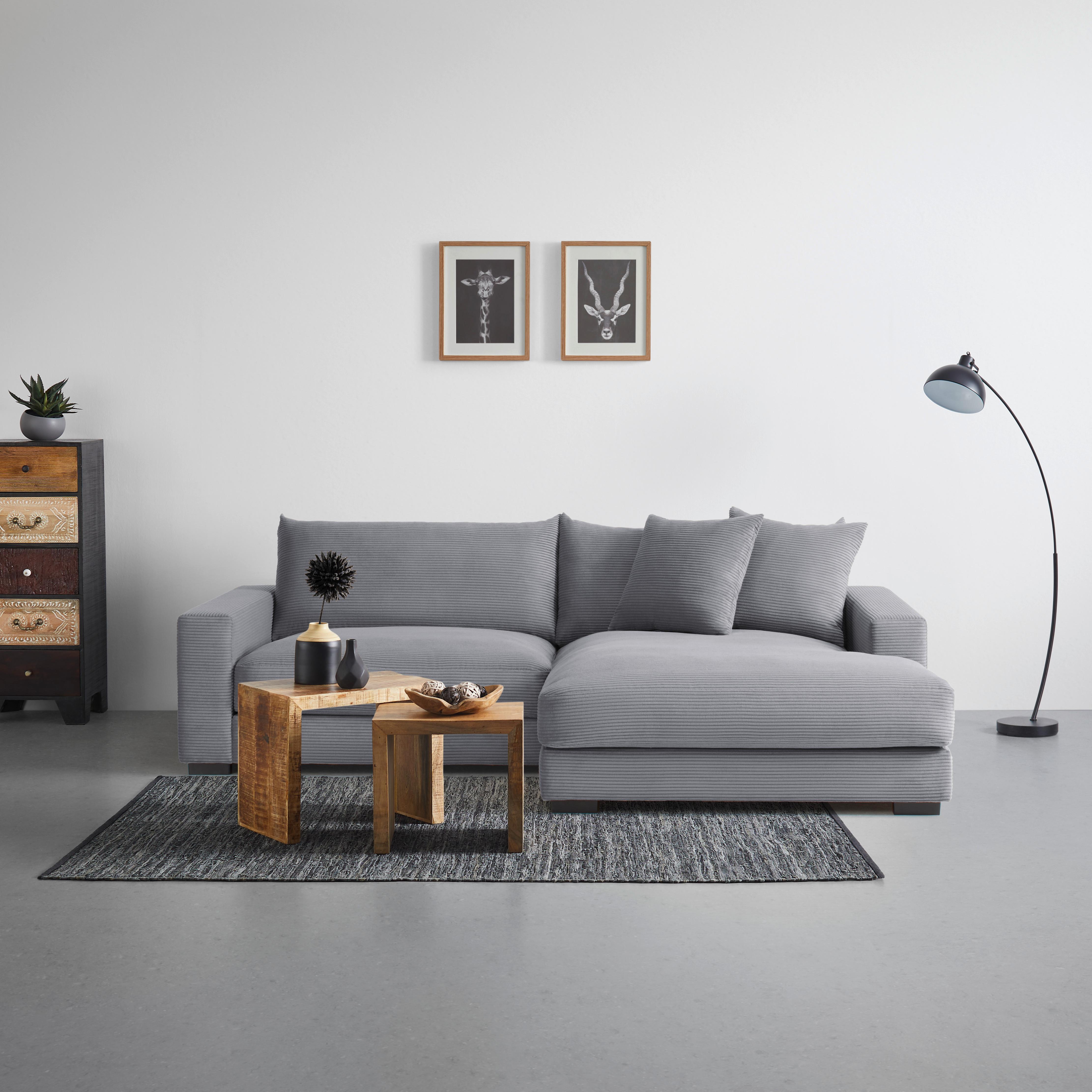Rohová sedačka PEDRO, pravá, sivý menčester - sivá, Modern, textil (265/180cm) - Mömax