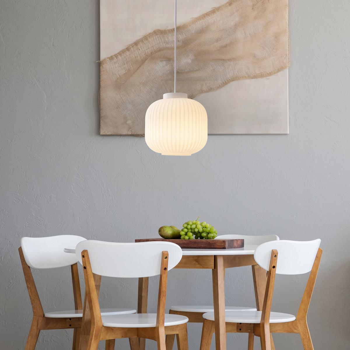 Hängeleuchte Geneva H: 128 Cm 1-Flammig, Weiß - Weiß, Design, Glas/Kunststoff (21/128cm) - Näve