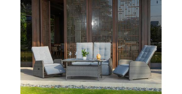 Loungegarnitur 4-Tlg Santander Metall/Polly-Rattan mit Kissen - Grau, MODERN, Kunststoff/Textil (120/60/60cm) - Beldano