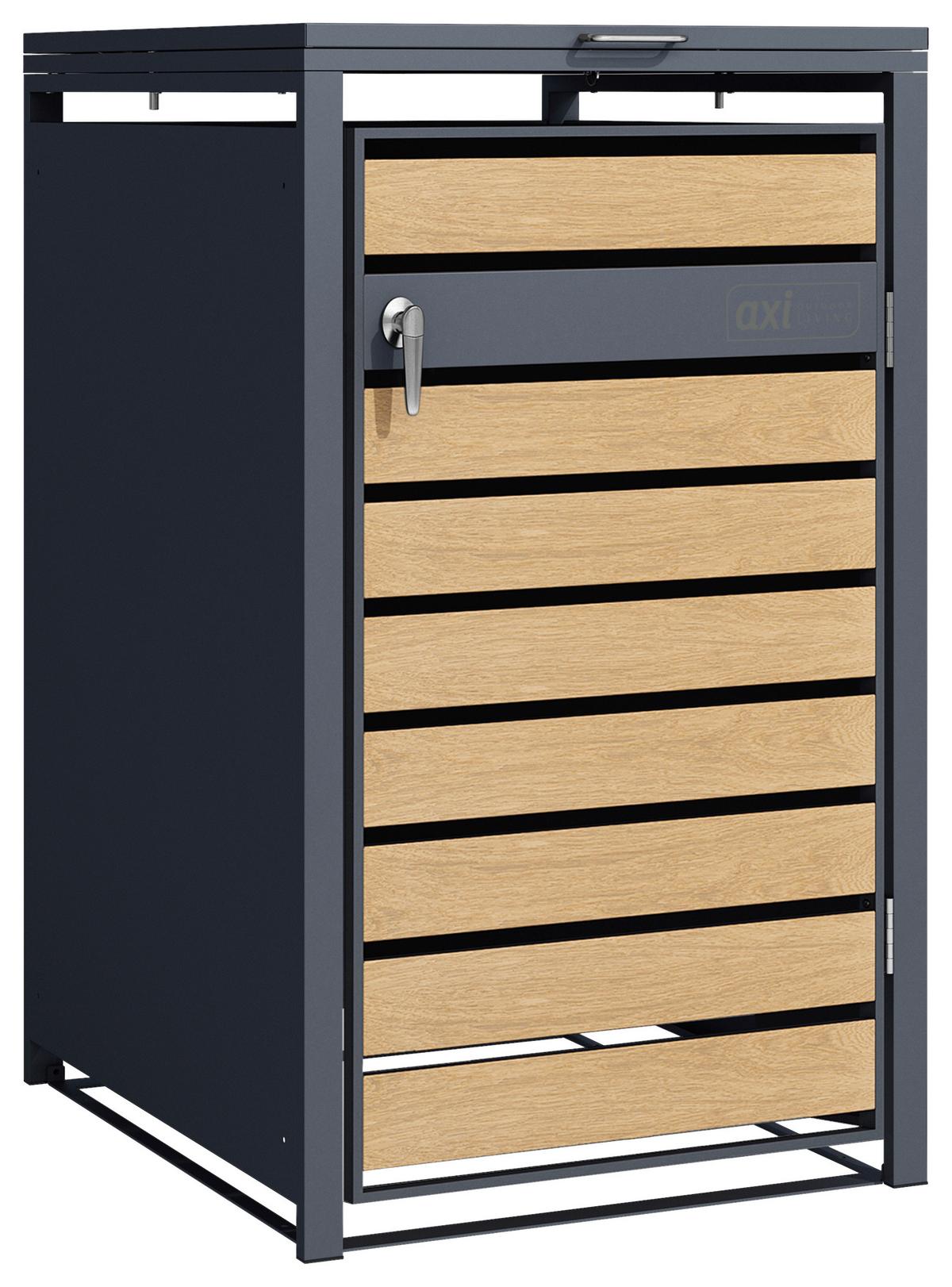 Mülltonnenbox A093.001.00 - Anthrazit/Braun, KONVENTIONELL, Metall (68/116/68cm) - Ambia Garden