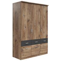 Drehtürenschrank 136 cm Brando Eiche Dekor/Graphitfarben - Eichefarben/Graphitfarben, KONVENTIONELL, Holzwerkstoff (136/199/58cm)