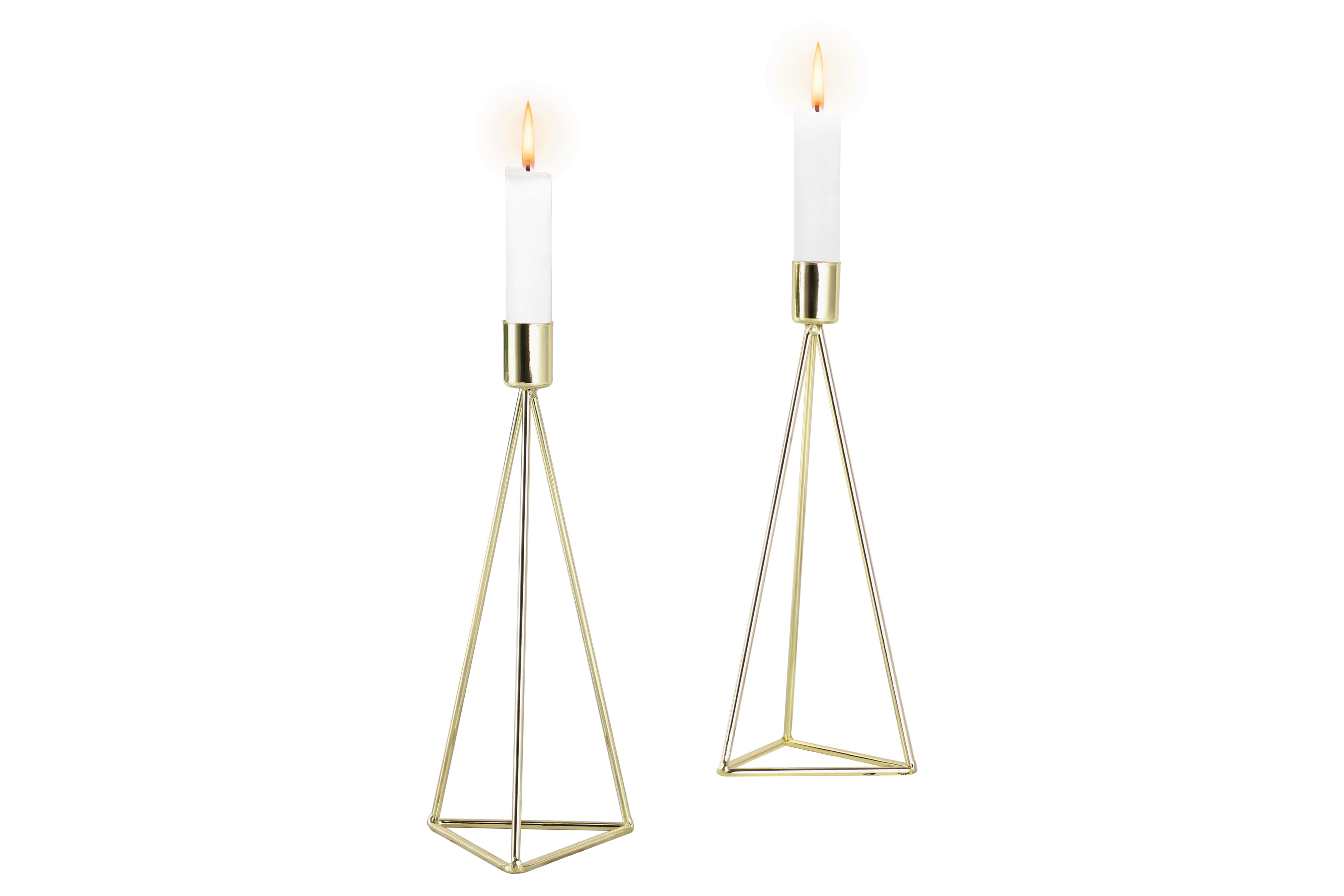 Kerzenständer-set Eisen Für Stabkerzen 2-Teilig - Goldfarben, Basics, Metall (9,5/24,2cm) - Echtwerk