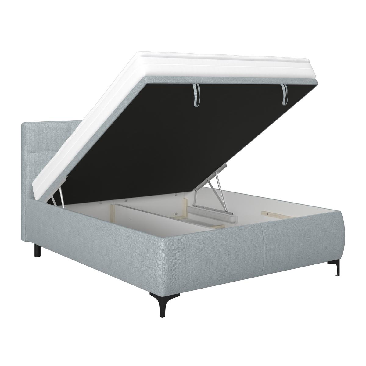 Polsterbett Zeni 140 - Blaugrau/Schwarz, KONVENTIONELL, Holz/Textil (140/200cm)