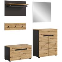 Garderobe Canu Eiche Artisan B: 175 Cm - KONVENTIONELL, Glas/Holzwerkstoff (175/190/37cm) - MID.YOU