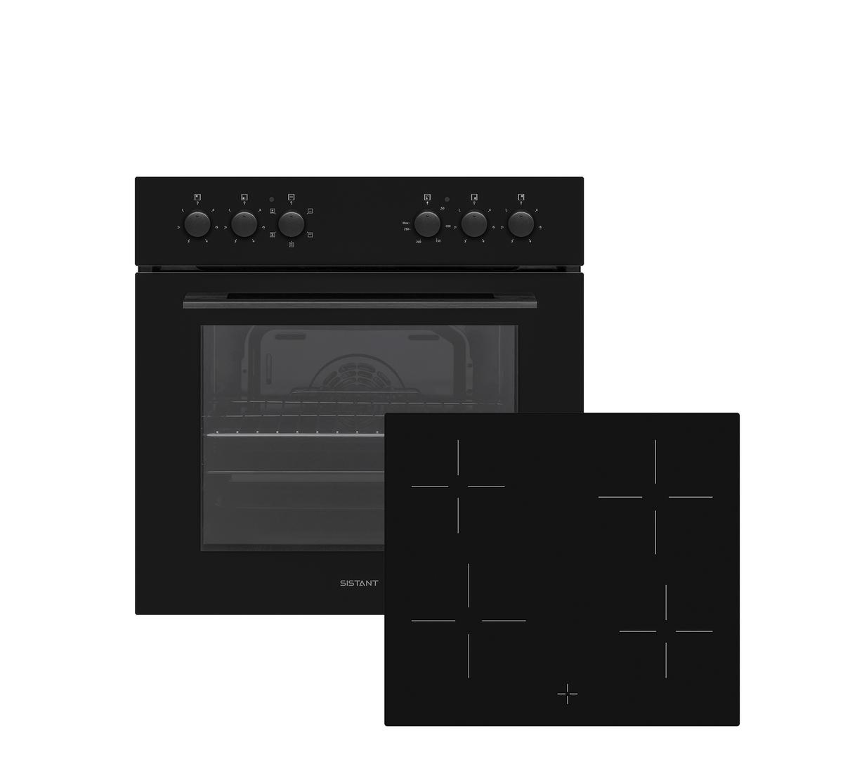 Einbauherd-Set B: 60 cm Elektro-Glaskeramik - Schwarz, Metall (60cm) - Sistant