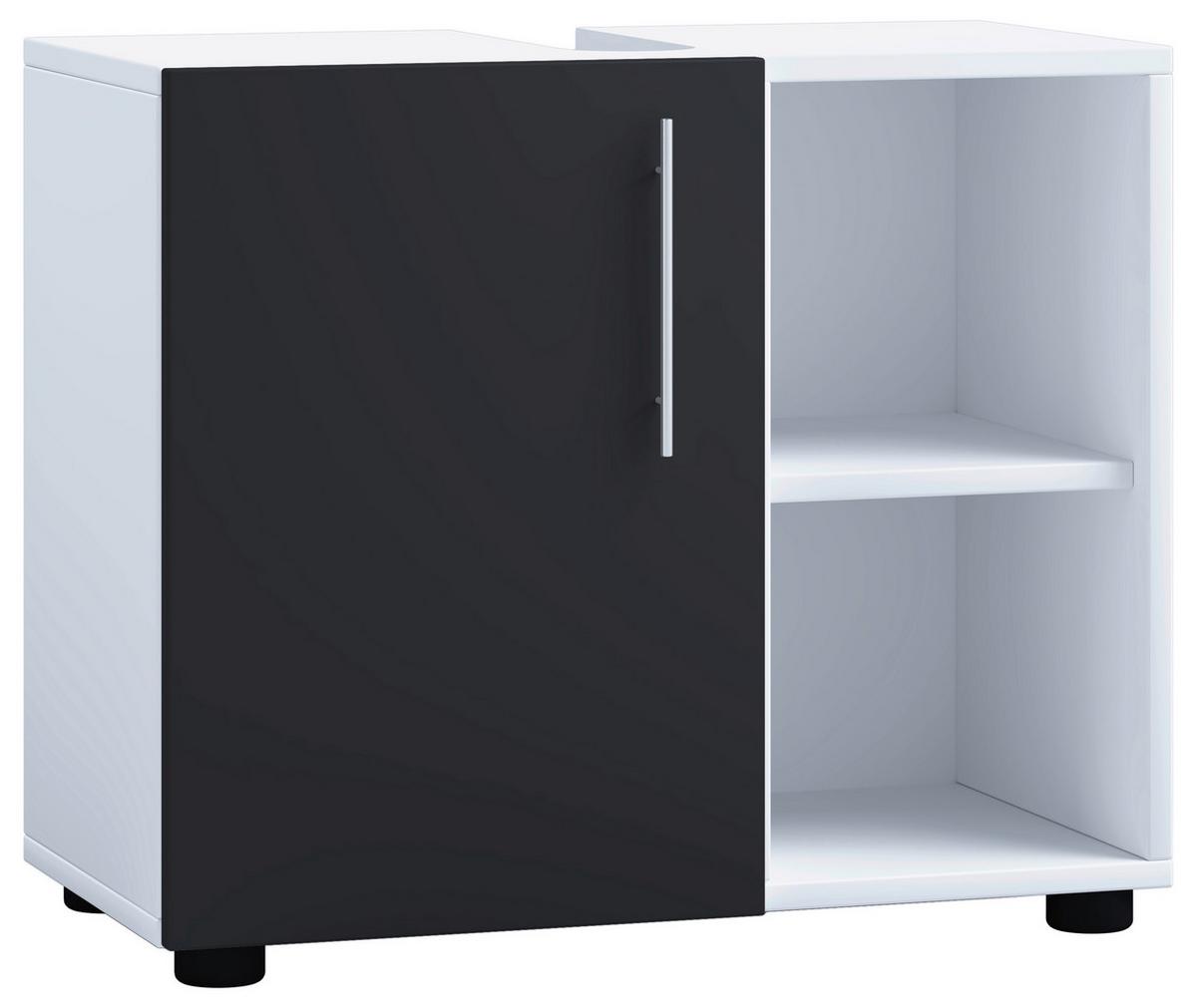 Waschbeckenunterschrank Flandu Iii B: 60,2 Cm Weiß - Schwarz/Weiß, MODERN, Holzwerkstoff (60,2/50,7/29,6cm) - MID.YOU