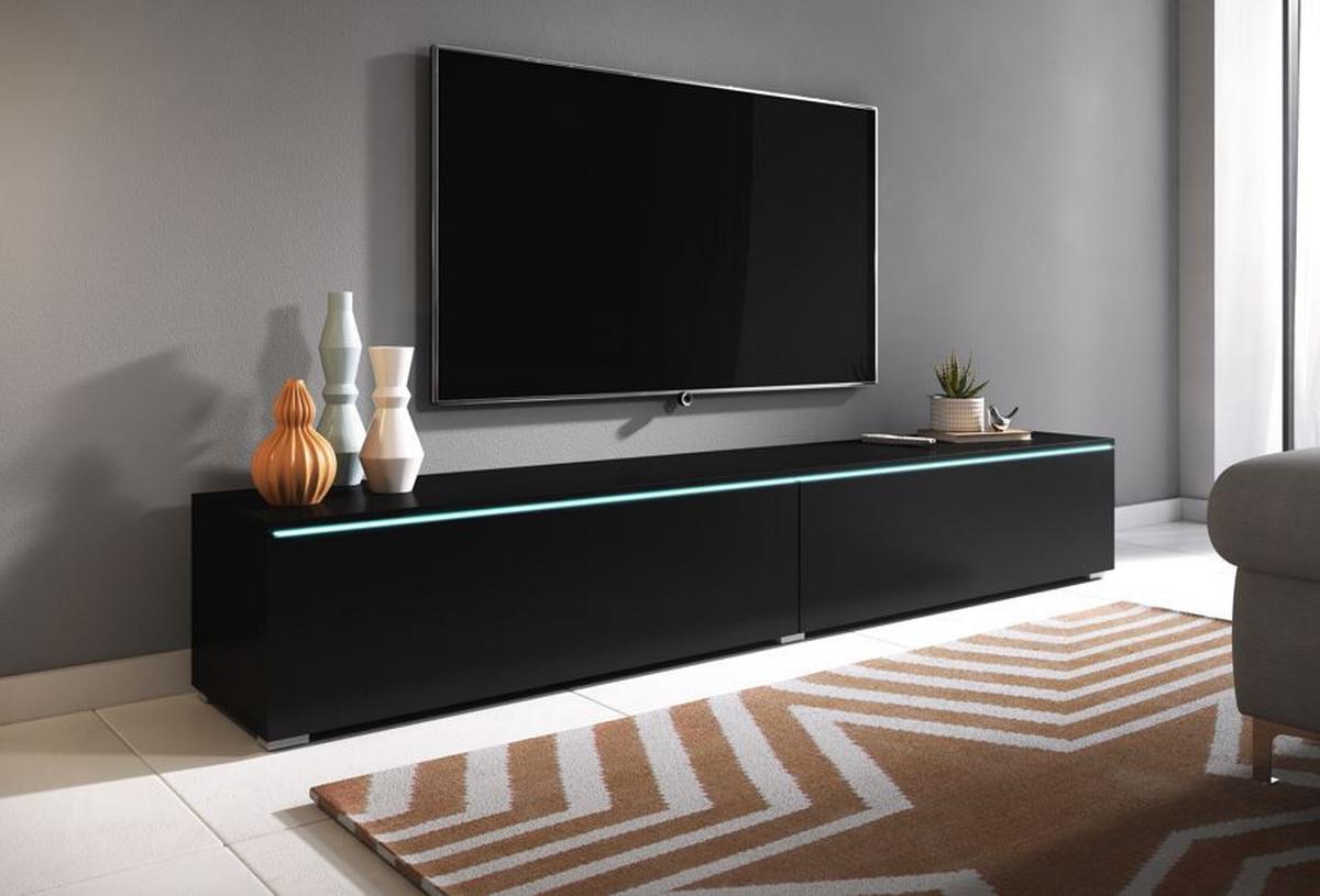 TV nízka komoda černá/grafit matný - šedá/černá, Lifestyle, kompozitní dřevo/plast (180/30/33cm) - P & B