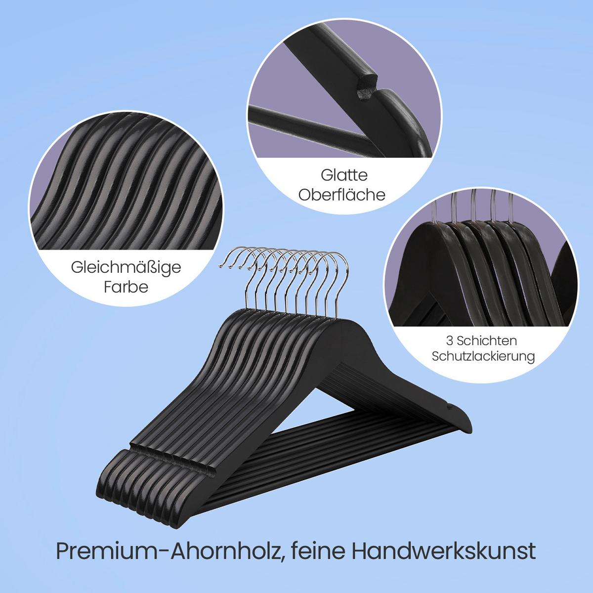 Kleiderbügelset Silber-/edelstahlfarben B:44cm - Edelstahlfarben/Silberfarben, Basics, Holz (44.5/23.5/1.2cm)
