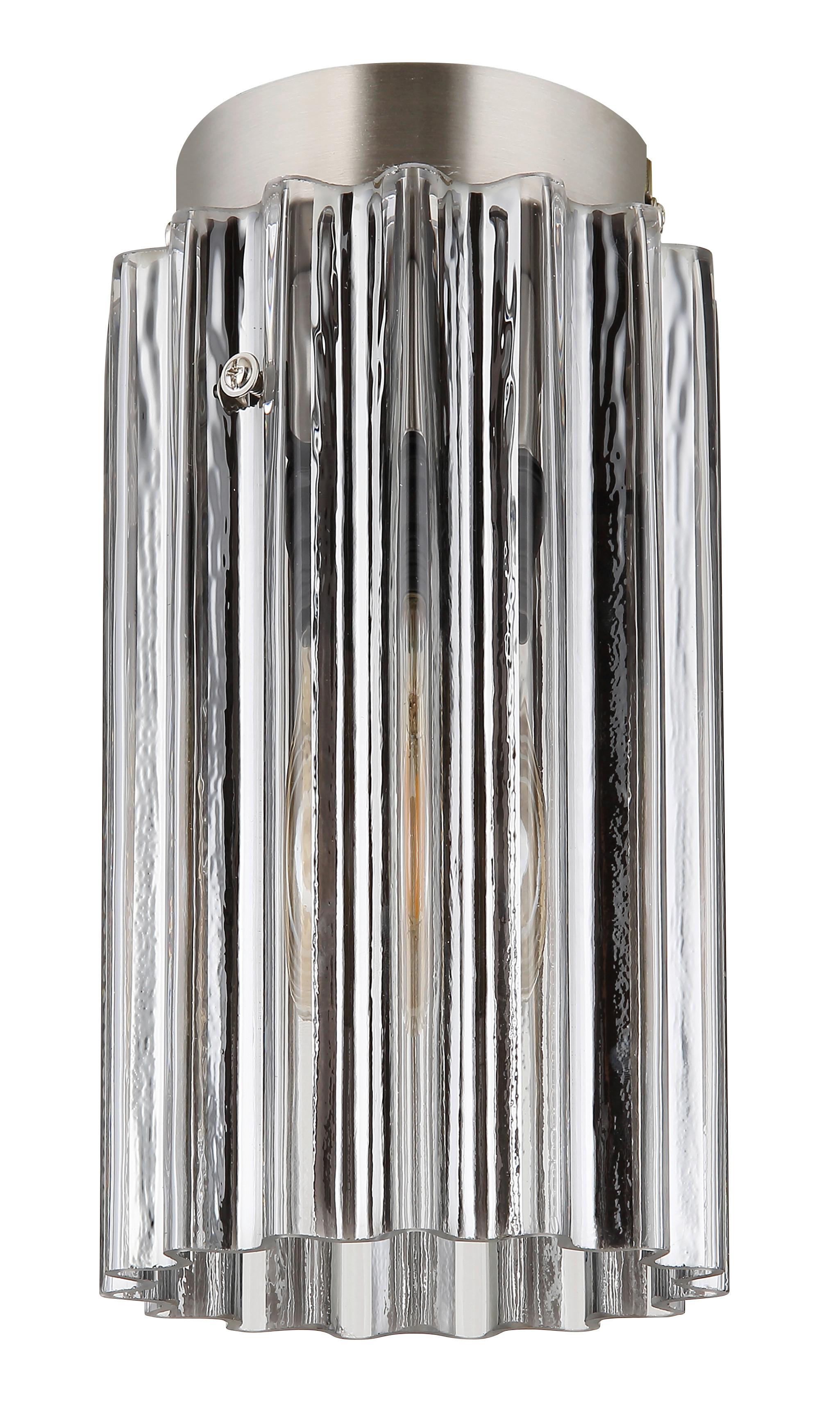 Deckenleuchte Cayden Klar Nickelfarben D: 11,5 Cm - Klar/Nickelfarben, KONVENTIONELL, Glas/Metall (11.5/21cm) - Globo