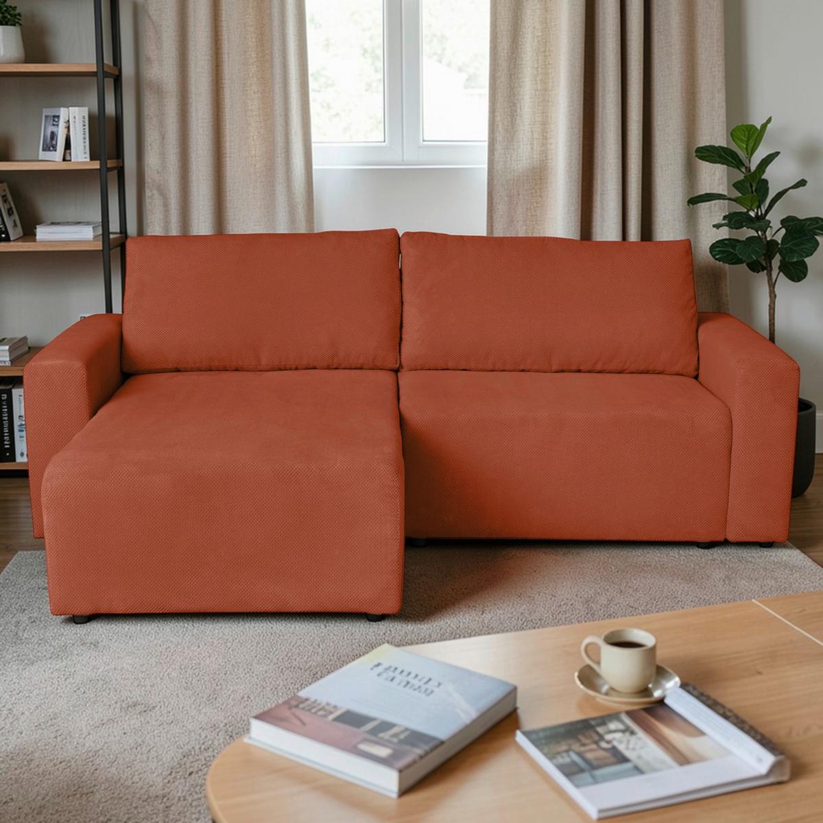 Ecksofa Dallas Bourcle Rostfarben 173x258 cm - Rostfarben/Schwarz, MODERN, Holz/Kunststoff (173/258cm)