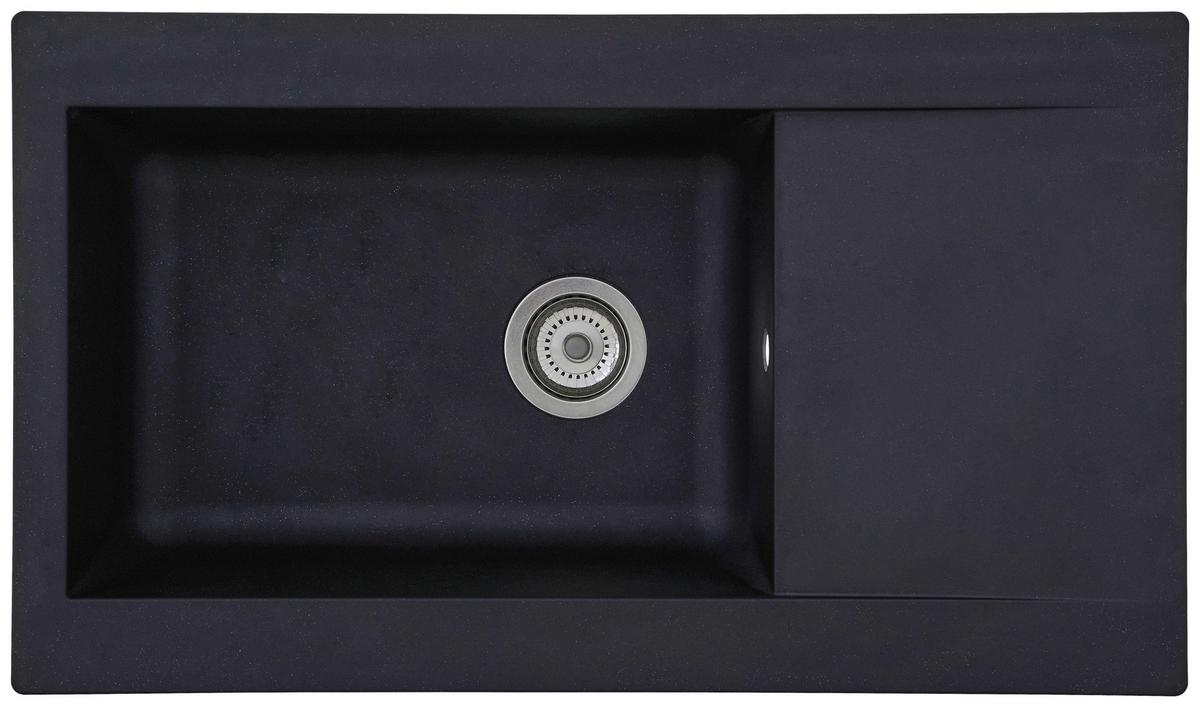 Spüle Respekta Einbauspüle Denver - Schwarz, Trend, Glas/Kunststoff (86/20/50cm) - Respekta