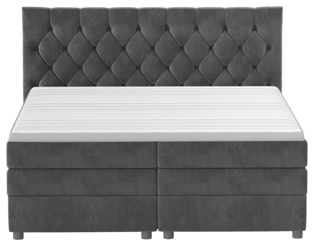Boxspringbett Elio Schwarz 180x200 Cm H2 - Schwarz, ROMANTIK / LANDHAUS, Textil (184/121/212cm) - James Wood
