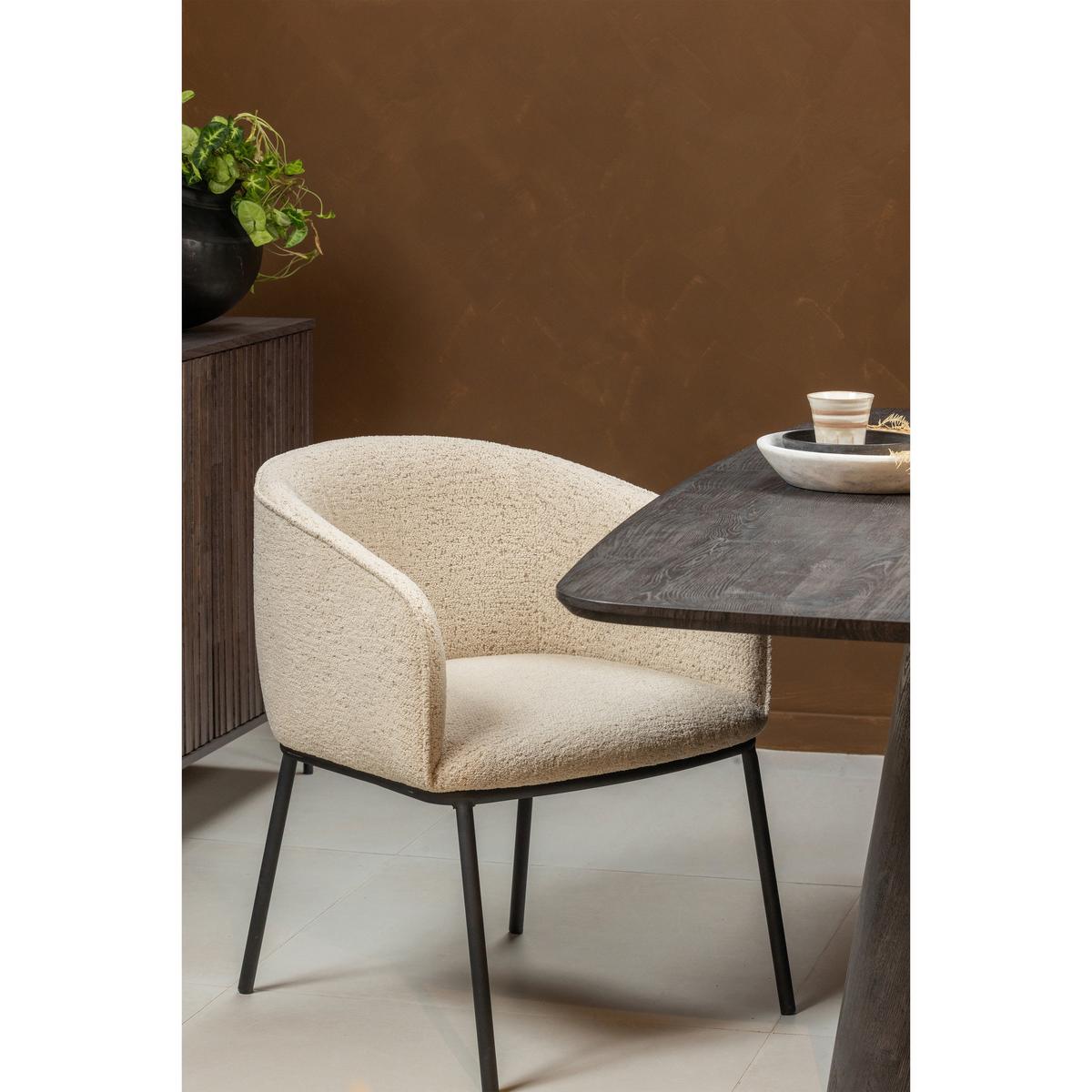 ARMLEHNSTUHL Leon Naturfarben B: 61cm - Schwarz/Naturfarben, Design, Textil/Metall (61/77/63cm) - Livetastic