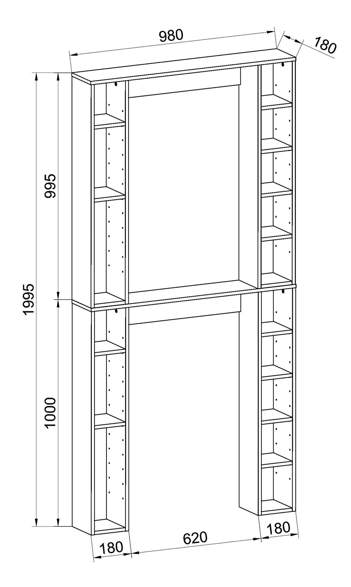 Waschmaschinenschrank Tinoli Xl - Weiß, MODERN, Holzwerkstoff (98/199,5/18cm) - MID.YOU